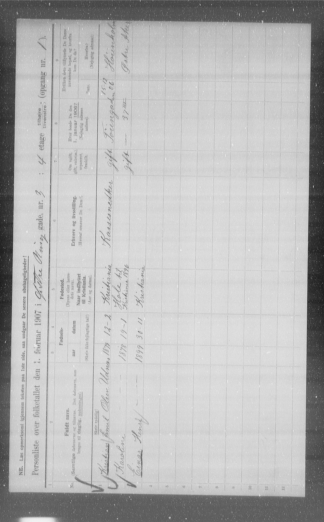 OBA, Municipal Census 1907 for Kristiania, 1907, p. 65785