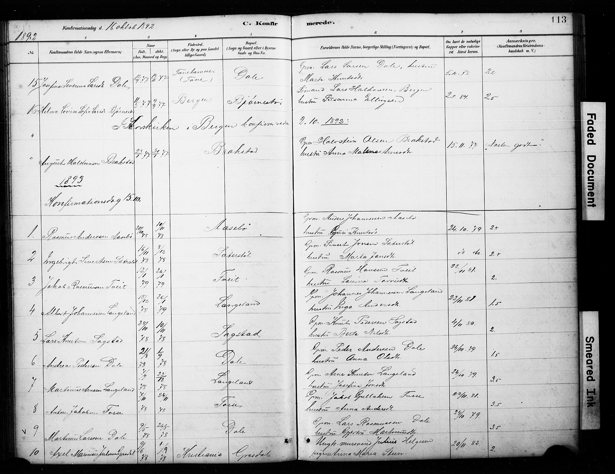 Alversund Sokneprestembete, SAB/A-73901/H/Ha/Hab: Parish register (copy) no. C 3, 1881-1894, p. 113