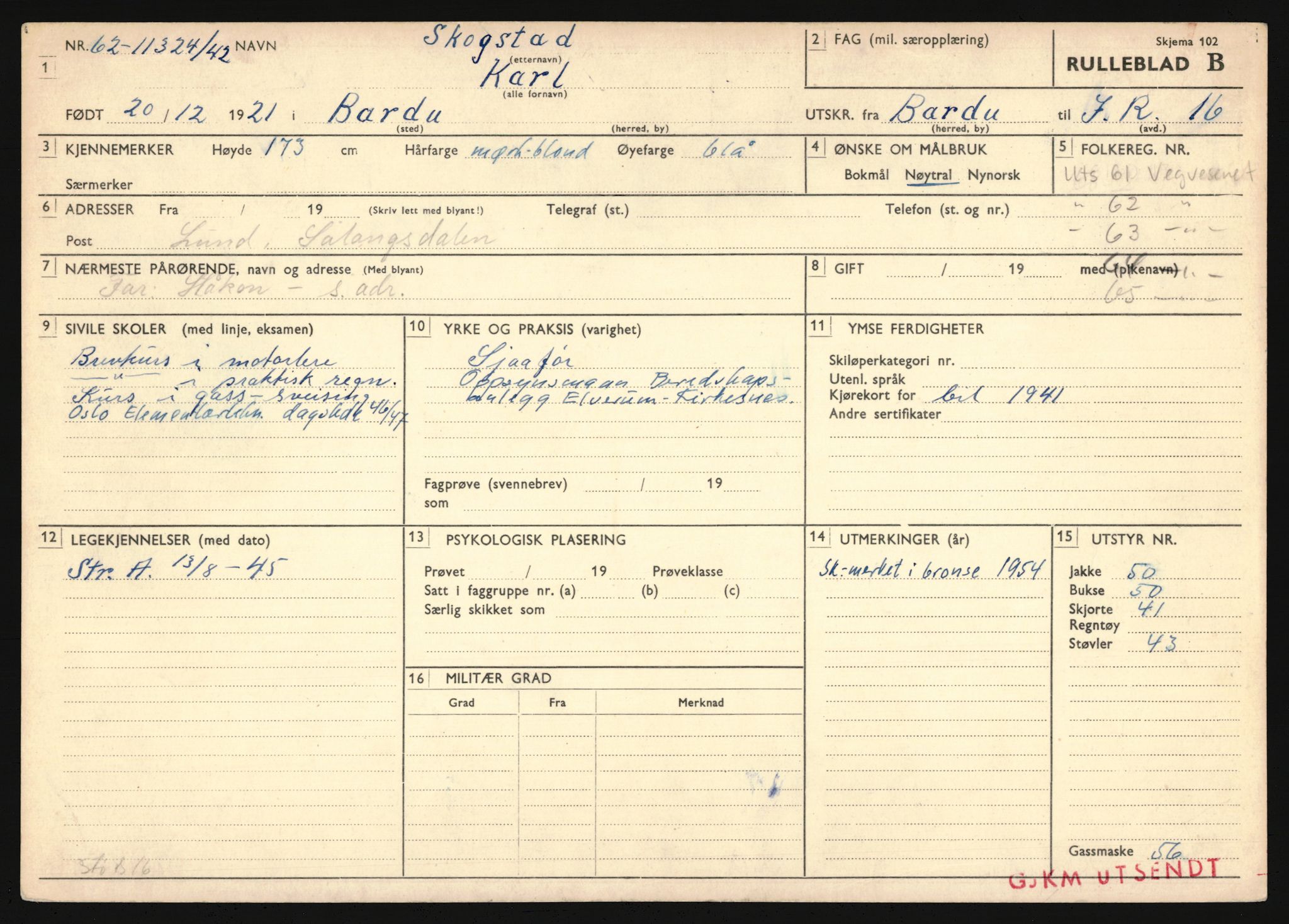 Forsvaret, Troms infanteriregiment nr. 16, AV/RA-RAFA-3146/P/Pa/L0024/0003: Rulleblad / Rulleblad for regimentets menige mannskaper, årsklasse 1942, 1942, p. 260