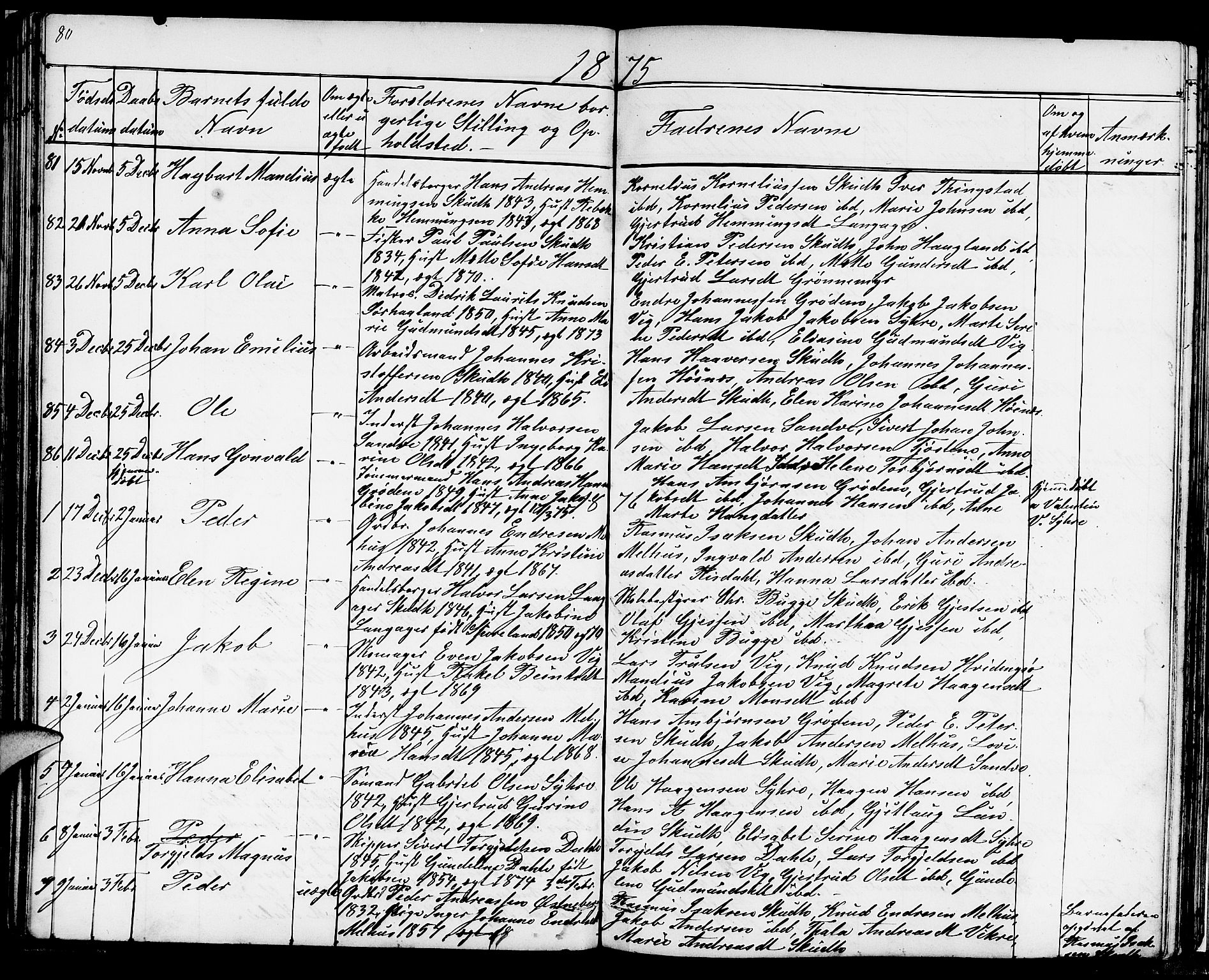 Skudenes sokneprestkontor, SAST/A -101849/H/Ha/Hab/L0004: Parish register (copy) no. B 4, 1865-1884, p. 80