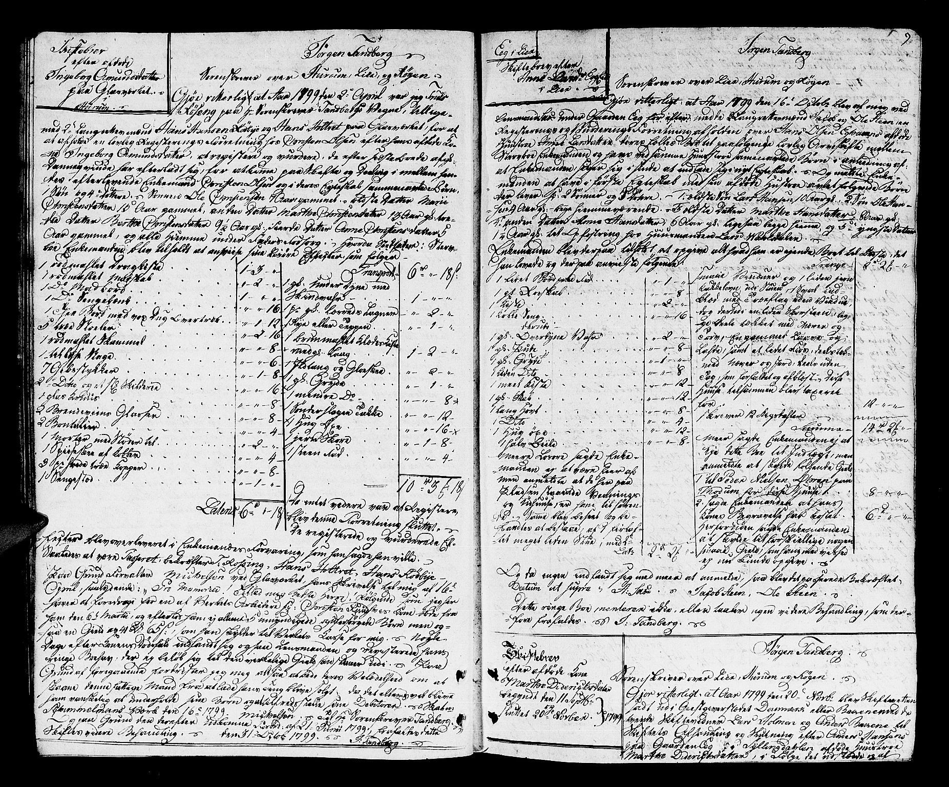 Lier, Røyken og Hurum sorenskriveri, SAKO/A-89/H/Hc/L0008: Skifteprotokoll, 1799-1805, p. 8b-9a