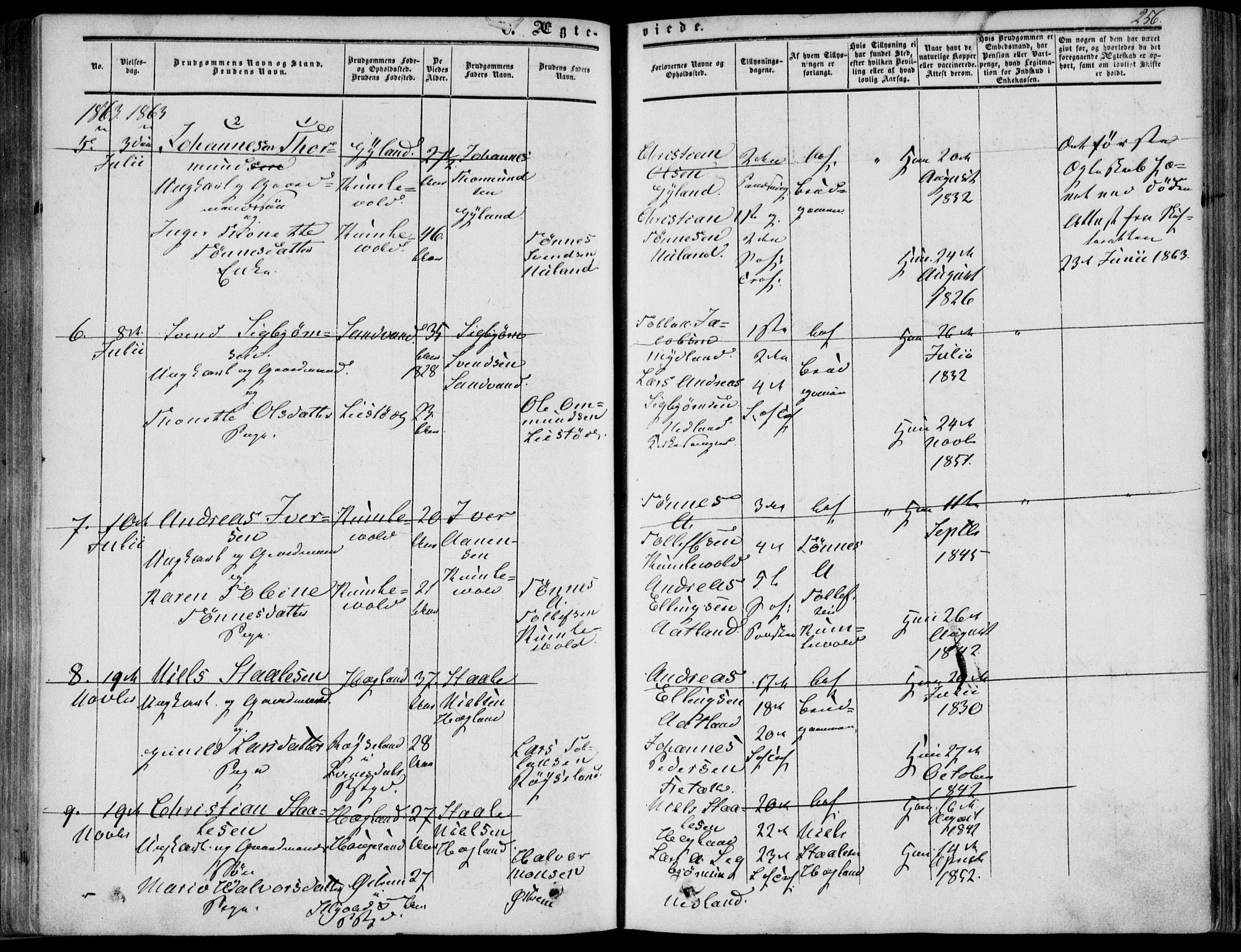 Bakke sokneprestkontor, AV/SAK-1111-0002/F/Fa/Fab/L0002: Parish register (official) no. A 2, 1855-1884, p. 256