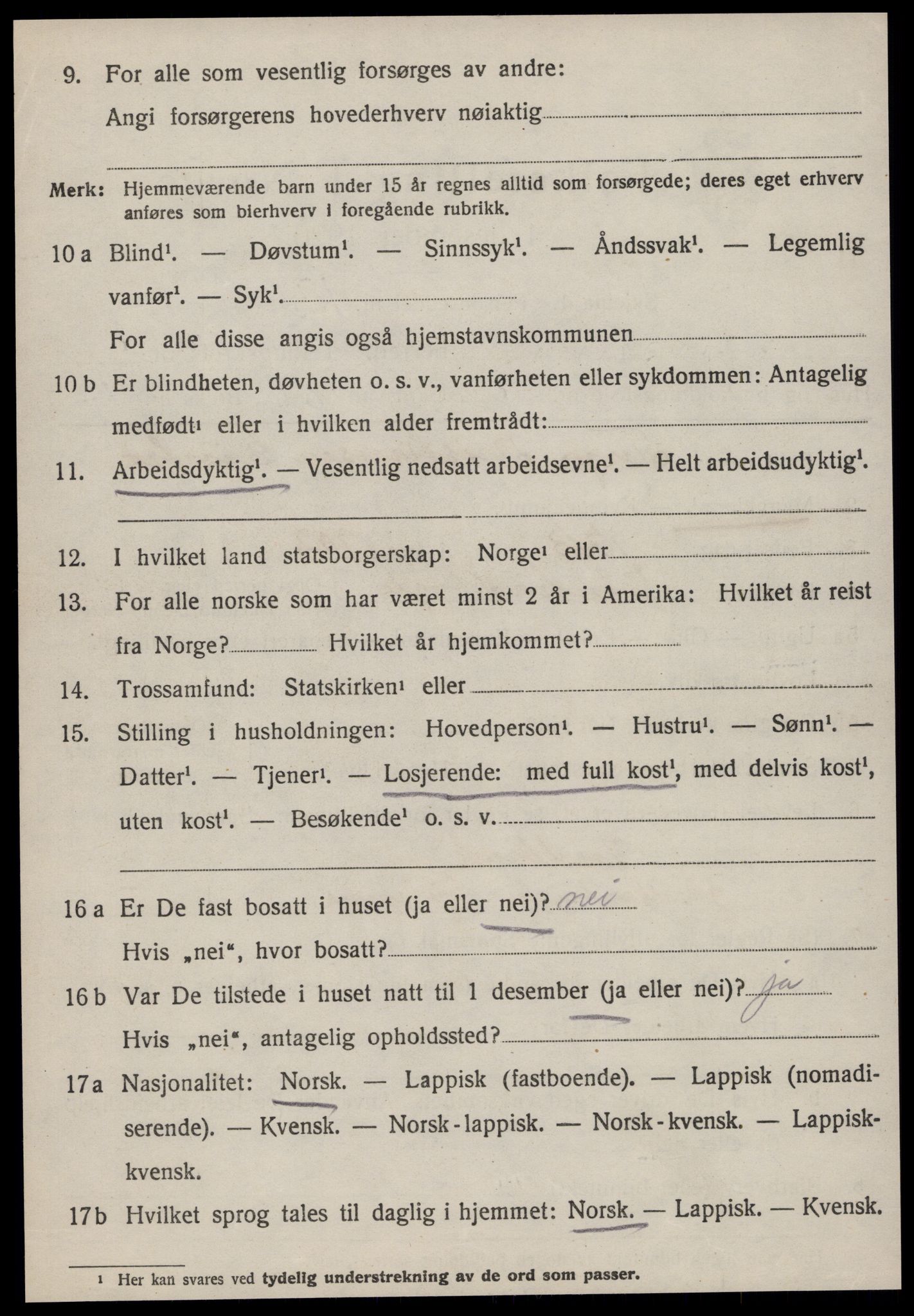 SAT, 1920 census for Lensvik, 1920, p. 663