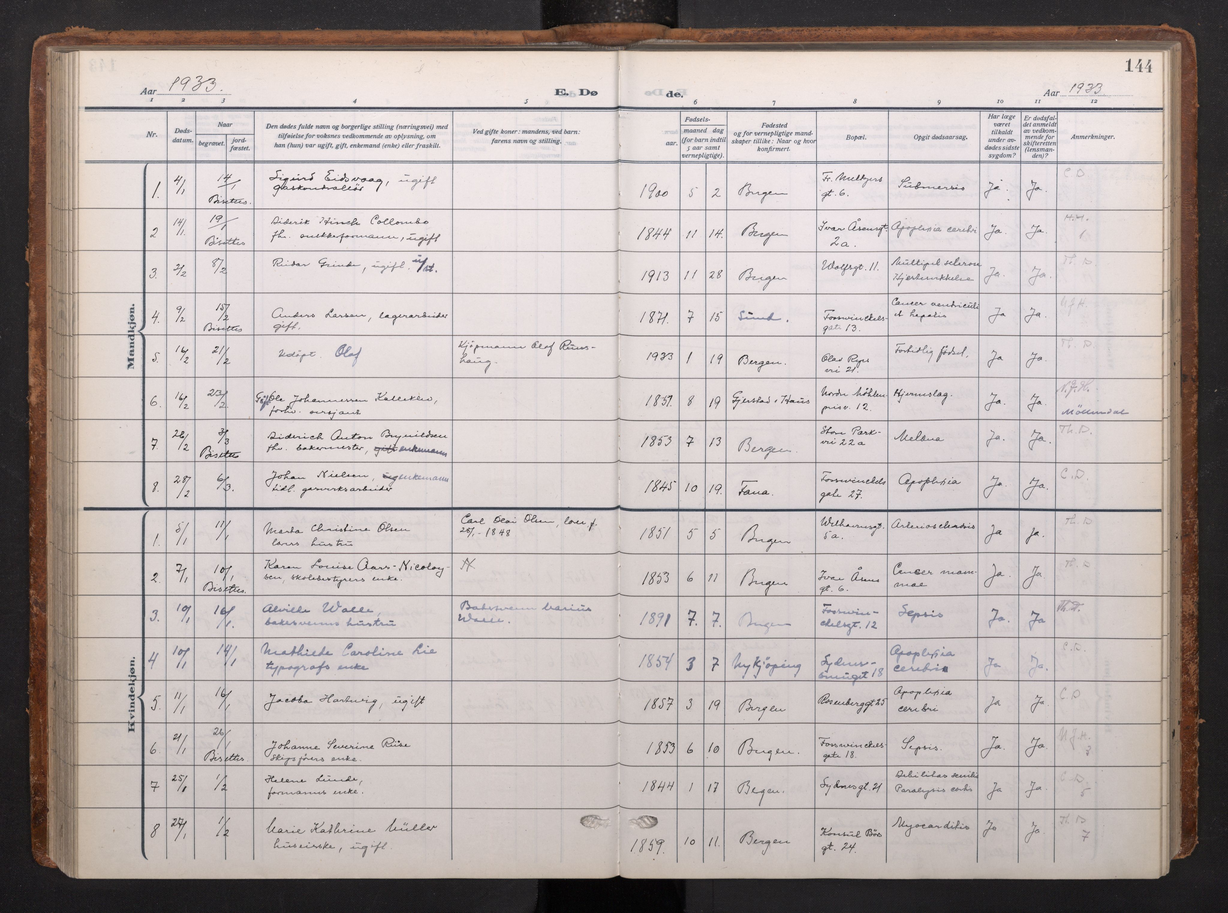 Johanneskirken sokneprestembete, AV/SAB-A-76001/H/Haa/L0020: Parish register (official) no. E 2, 1916-1951, p. 144