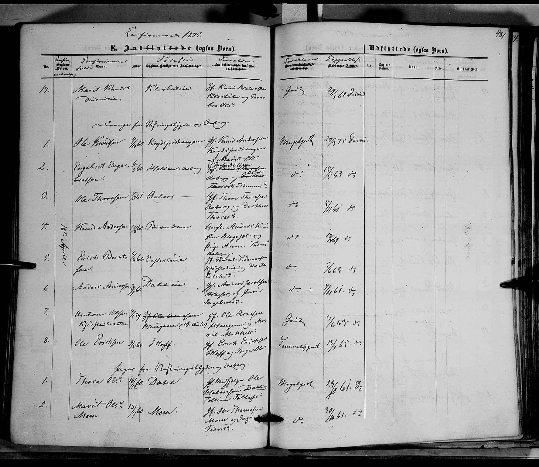 Nord-Aurdal prestekontor, AV/SAH-PREST-132/H/Ha/Haa/L0008: Parish register (official) no. 8, 1863-1875, p. 481