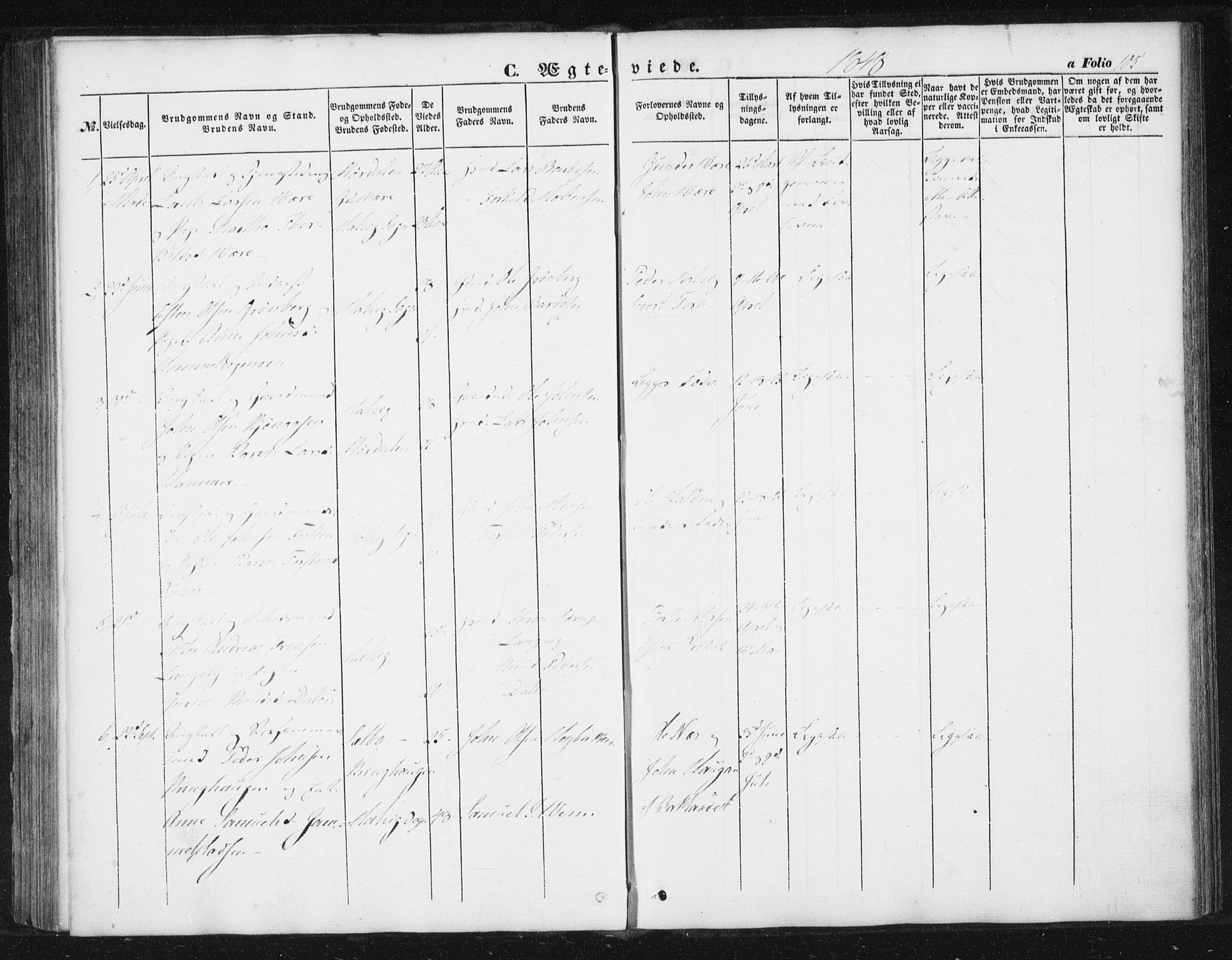 Ministerialprotokoller, klokkerbøker og fødselsregistre - Sør-Trøndelag, AV/SAT-A-1456/616/L0407: Parish register (official) no. 616A04, 1848-1856, p. 105