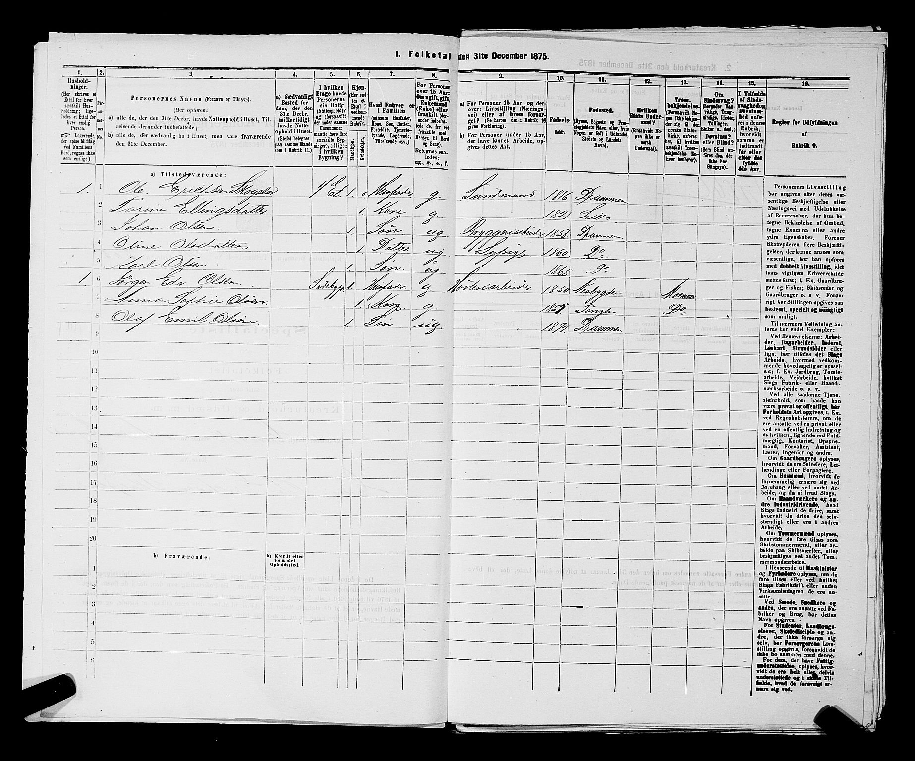 SAKO, 1875 census for 0602 Drammen, 1875, p. 1561