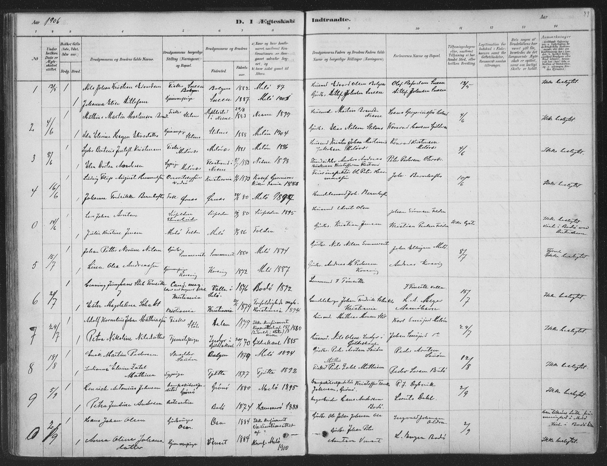 Ministerialprotokoller, klokkerbøker og fødselsregistre - Nordland, SAT/A-1459/843/L0627: Parish register (official) no. 843A02, 1878-1908, p. 49