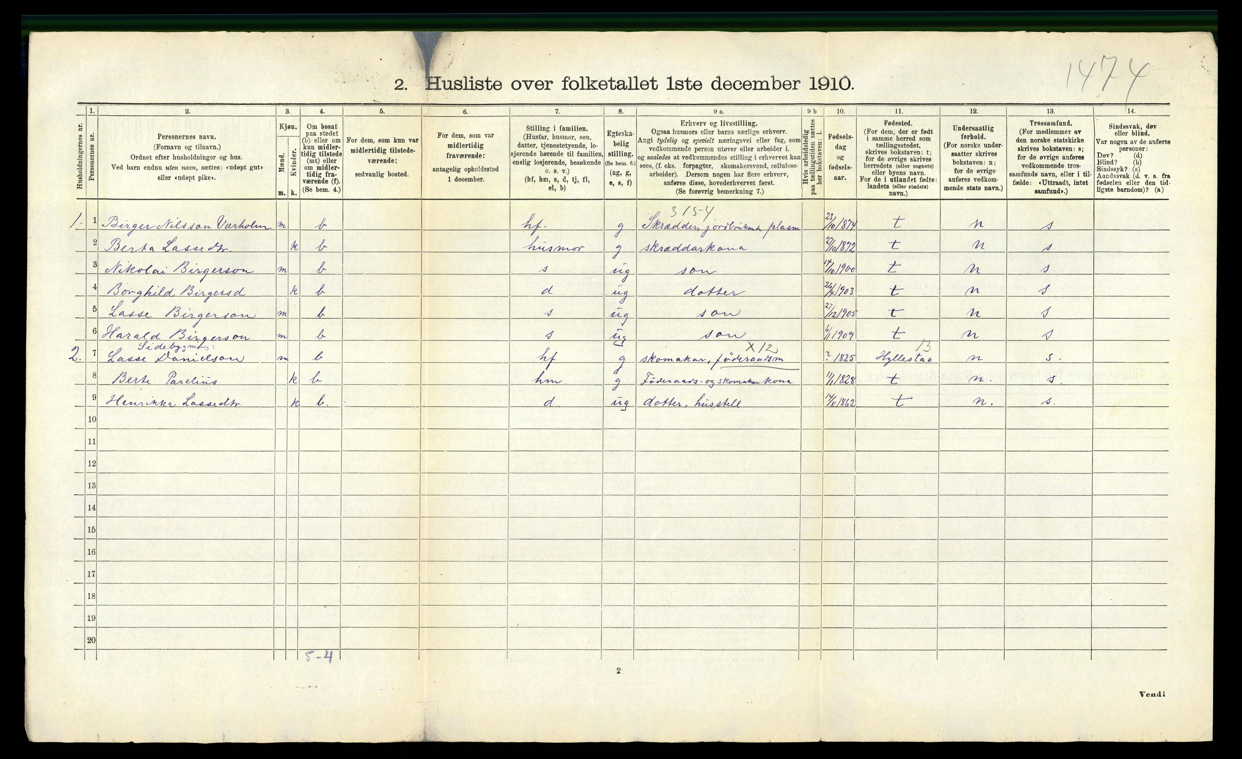 RA, 1910 census for Lavik, 1910, p. 44