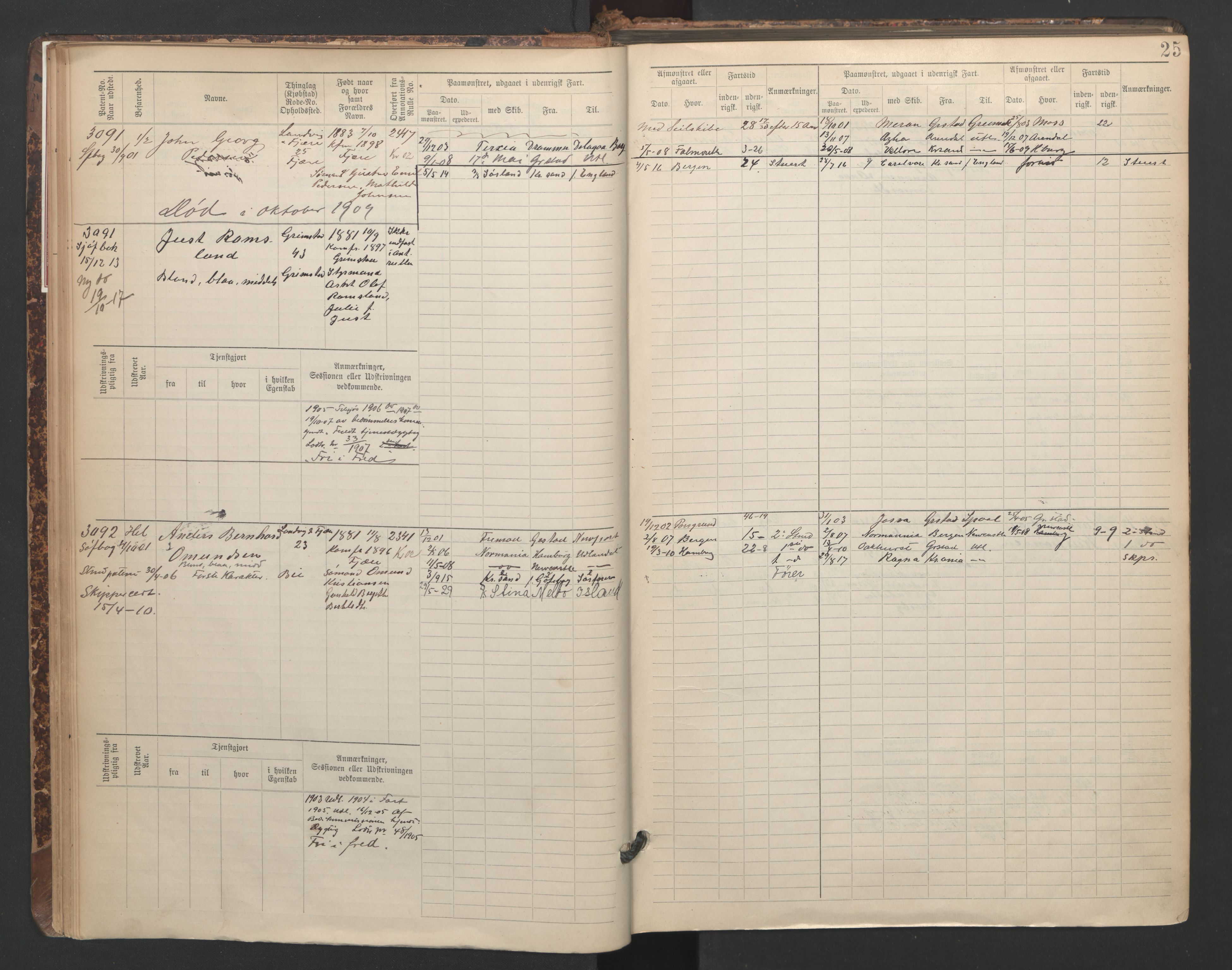 Grimstad mønstringskrets, SAK/2031-0013/F/Fb/L0005: Hovedrulle A nr 3043-3804, F-8, 1900-1948, p. 27