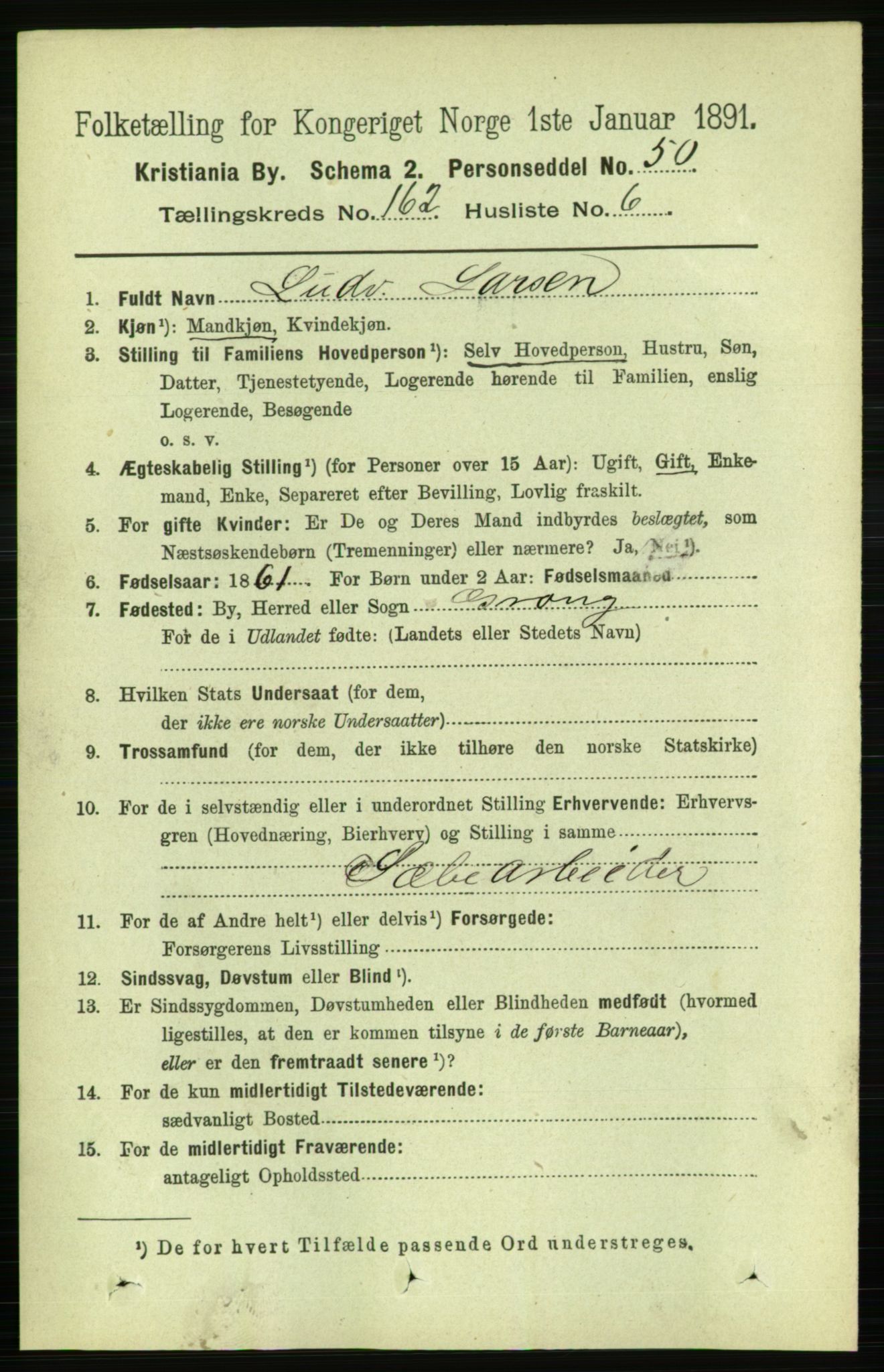 RA, 1891 census for 0301 Kristiania, 1891, p. 93064