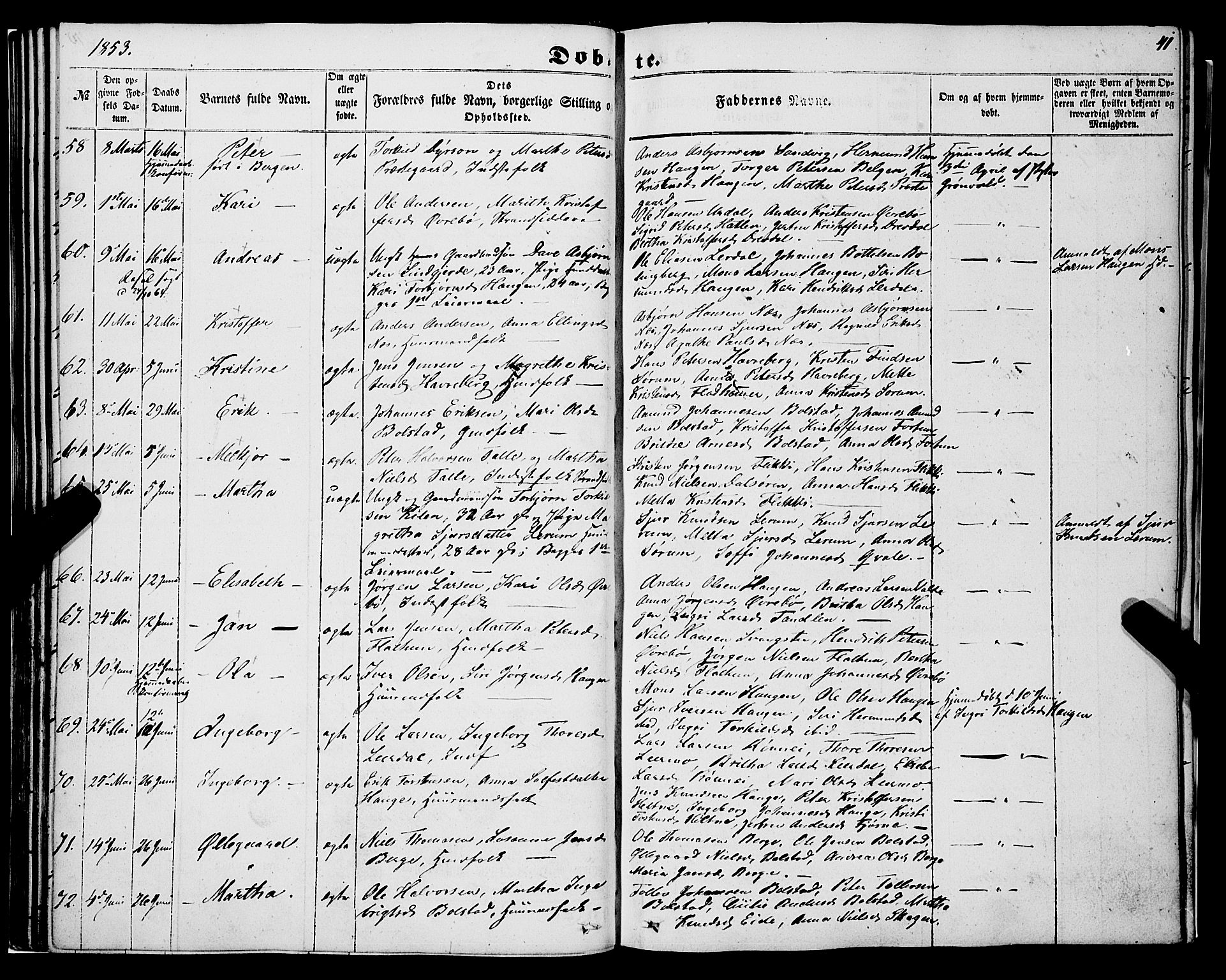 Luster sokneprestembete, AV/SAB-A-81101/H/Haa/Haaa/L0007: Parish register (official) no. A 7, 1849-1859, p. 41