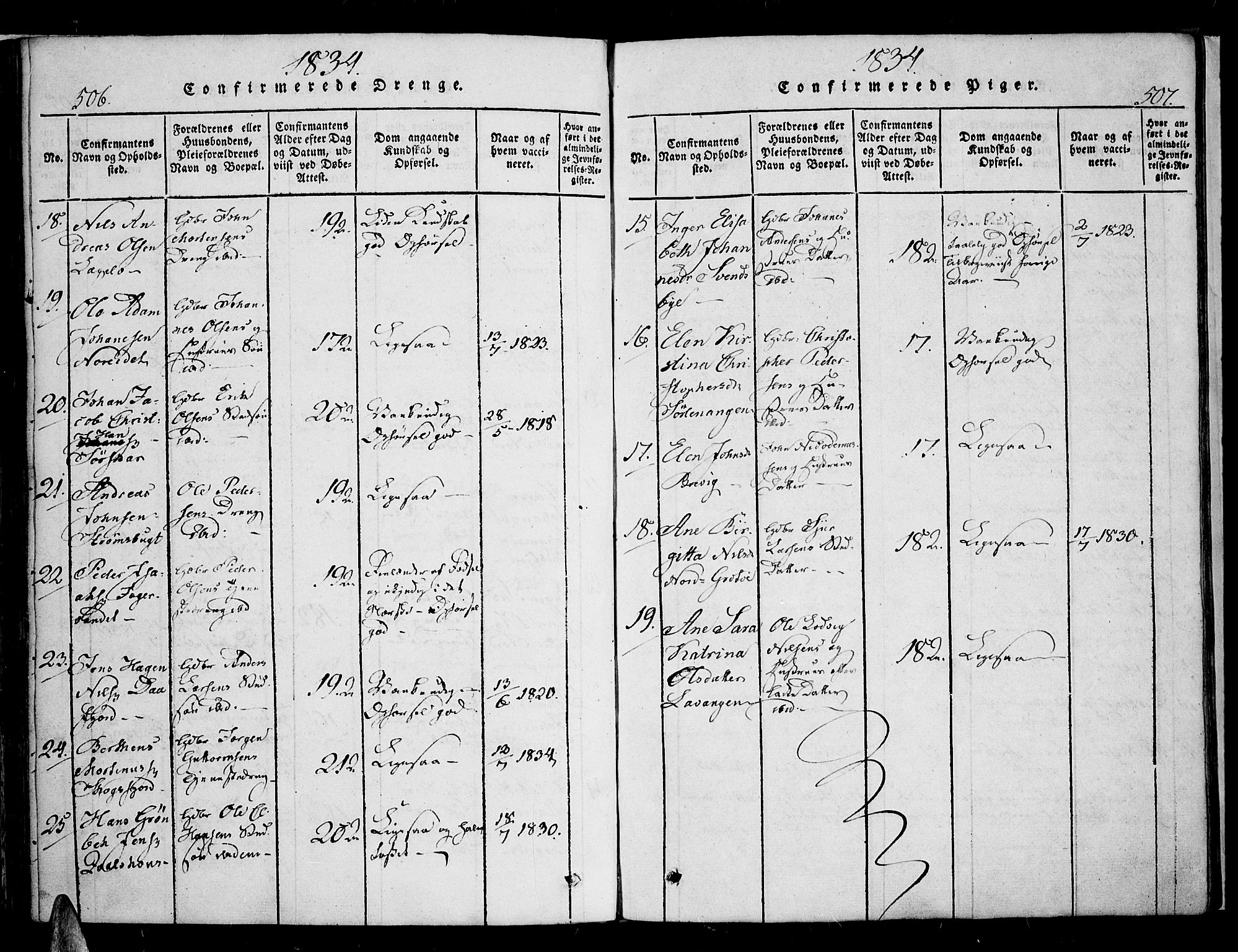 Karlsøy sokneprestembete, AV/SATØ-S-1299/H/Ha/Haa/L0002kirke: Parish register (official) no. 2, 1823-1842, p. 506-507