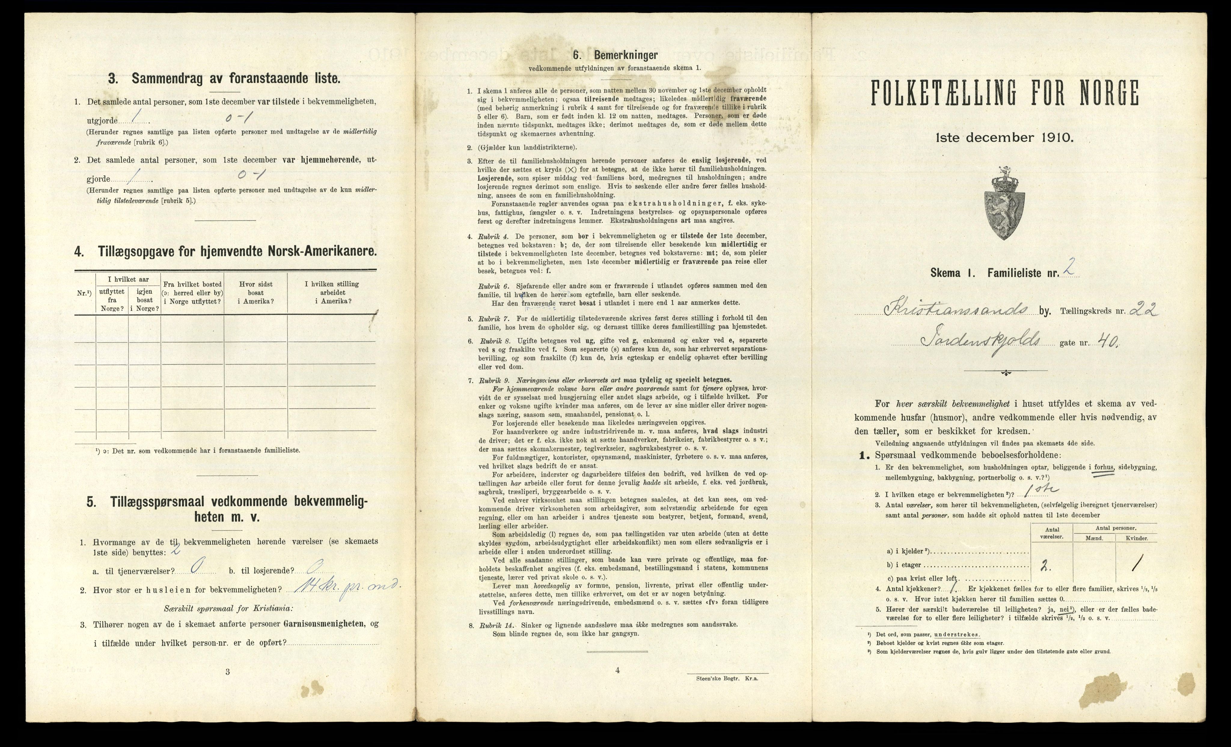 RA, 1910 census for Kristiansand, 1910, p. 5882