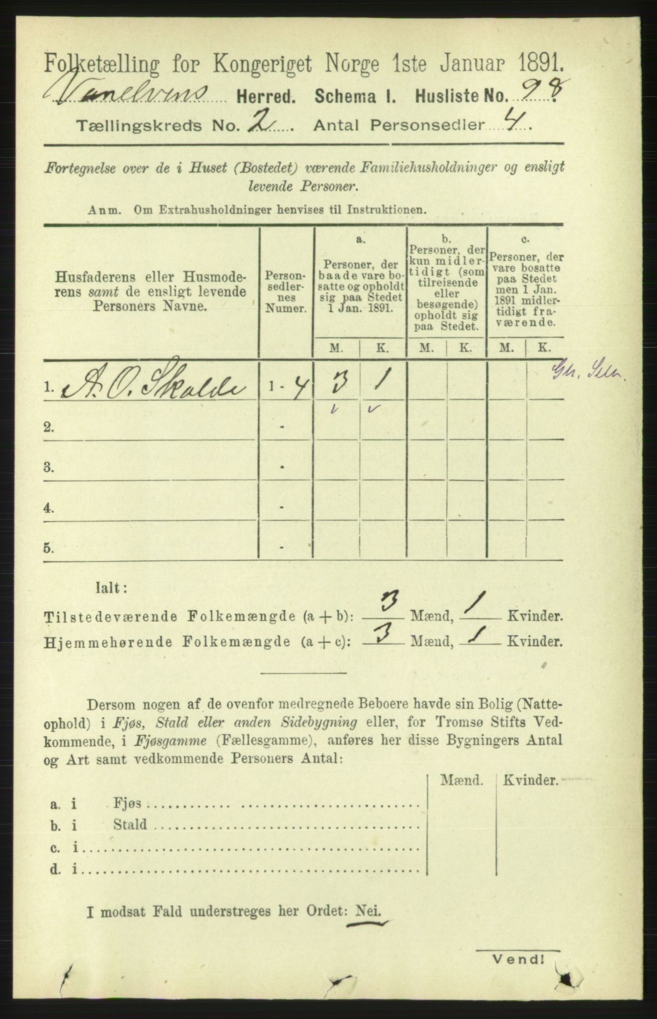 RA, 1891 census for 1511 Vanylven, 1891, p. 696