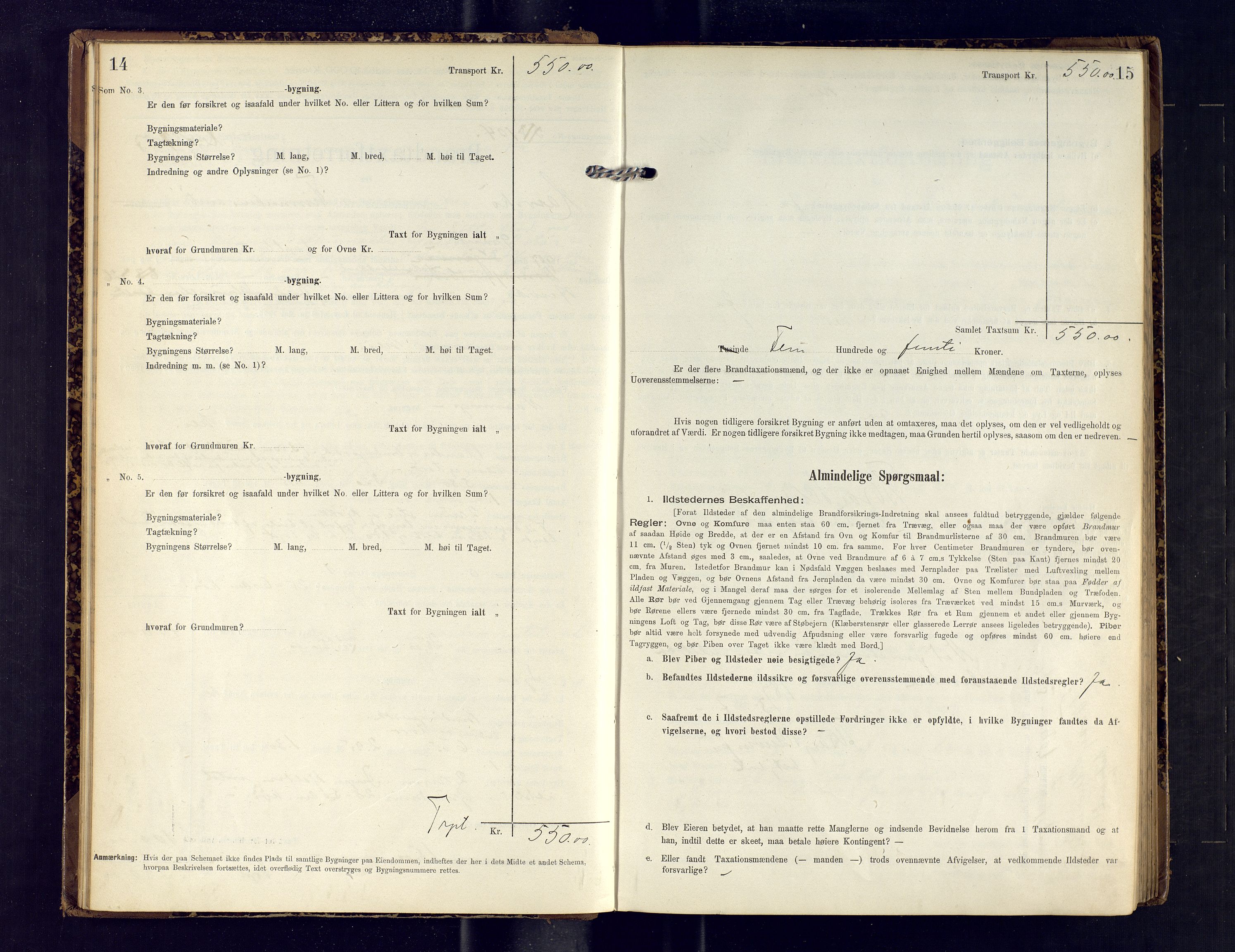 Hasvik lensmannskontor, AV/SATØ-SATO-164/Fob/L0003: Branntakstprotokoll, 1906-1910, p. 14-15