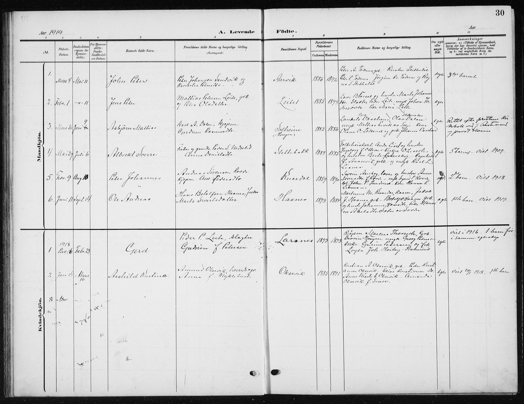 Ministerialprotokoller, klokkerbøker og fødselsregistre - Møre og Romsdal, AV/SAT-A-1454/504/L0061: Parish register (copy) no. 504C03, 1902-1940, p. 30