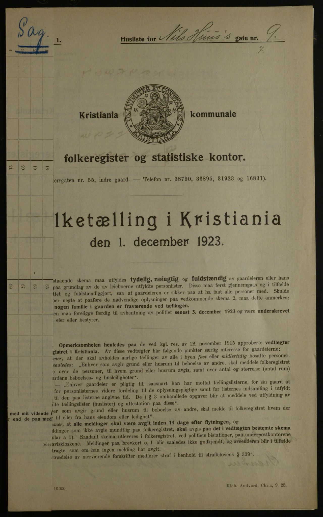 OBA, Municipal Census 1923 for Kristiania, 1923, p. 78106