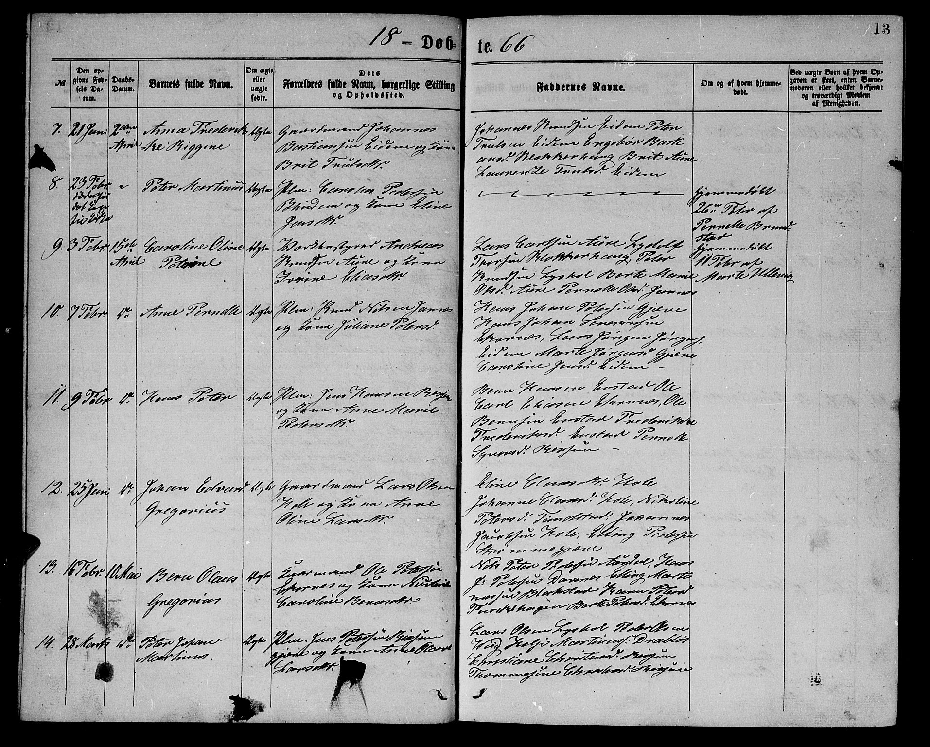 Ministerialprotokoller, klokkerbøker og fødselsregistre - Møre og Romsdal, AV/SAT-A-1454/523/L0338: Parish register (copy) no. 523C01, 1865-1877, p. 13