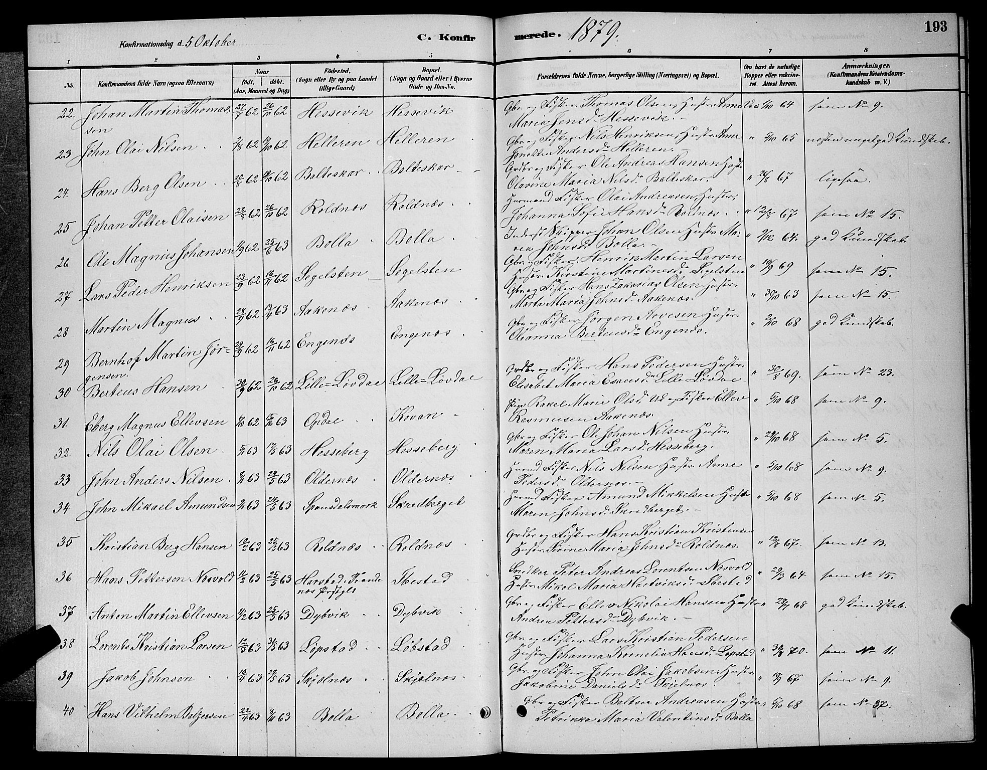 Ibestad sokneprestembete, AV/SATØ-S-0077/H/Ha/Hab/L0007klokker: Parish register (copy) no. 7, 1879-1889, p. 193