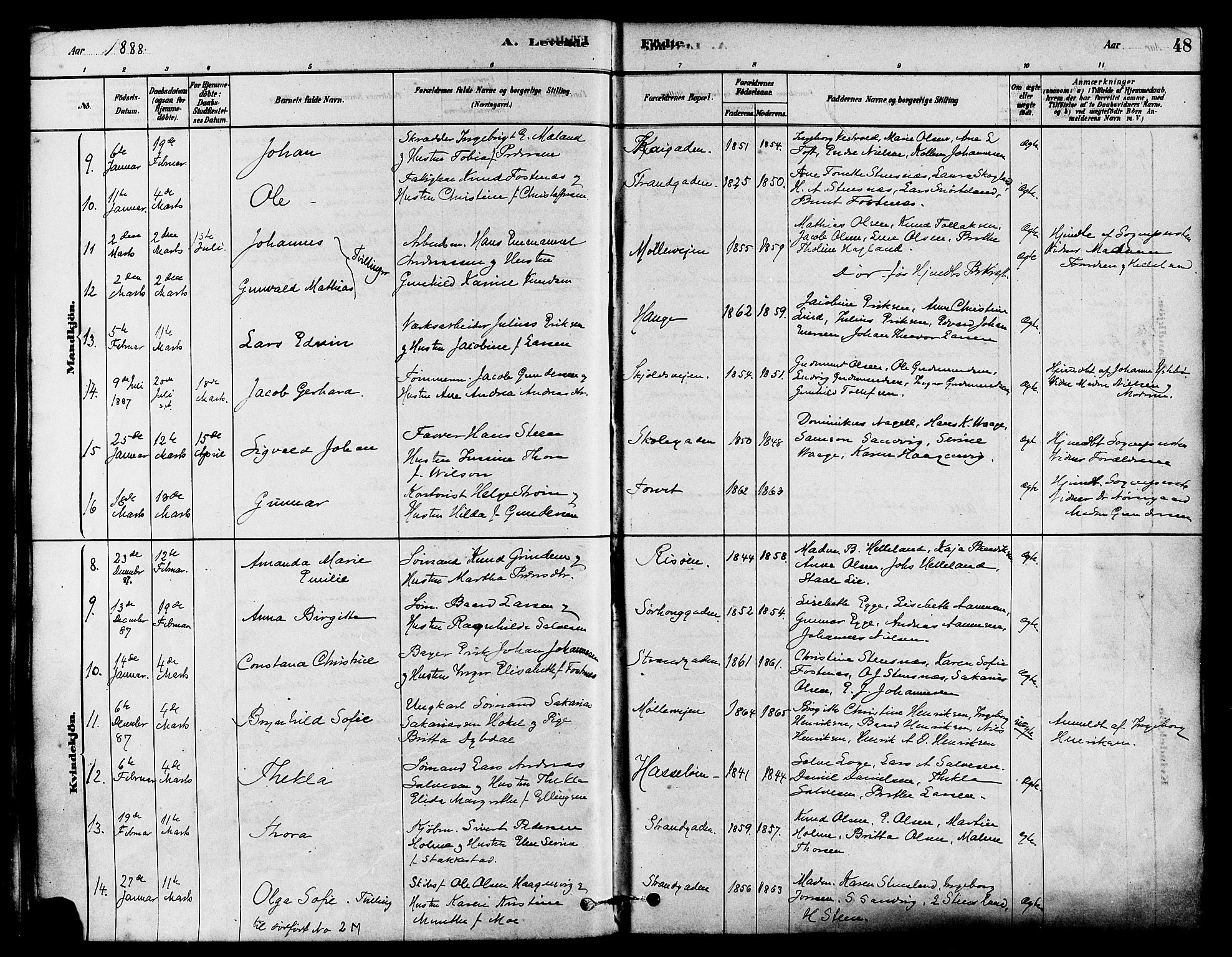 Haugesund sokneprestkontor, AV/SAST-A -101863/H/Ha/Haa/L0003: Parish register (official) no. A 3, 1885-1890, p. 48