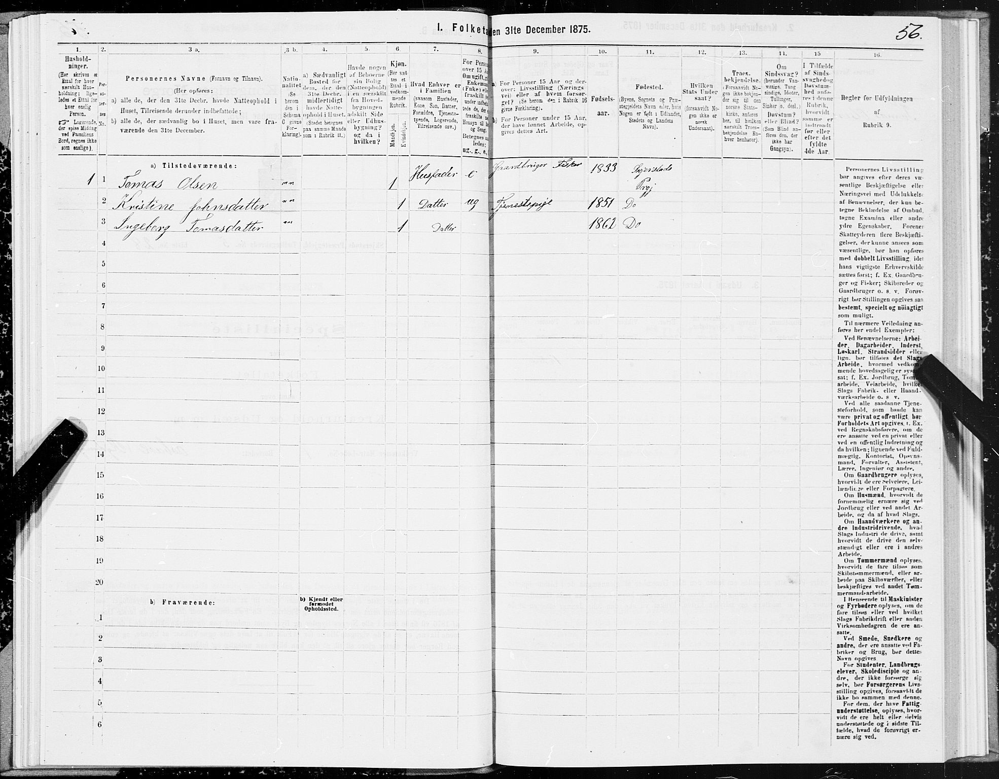 SAT, 1875 census for 1842P Skjerstad, 1875, p. 3056