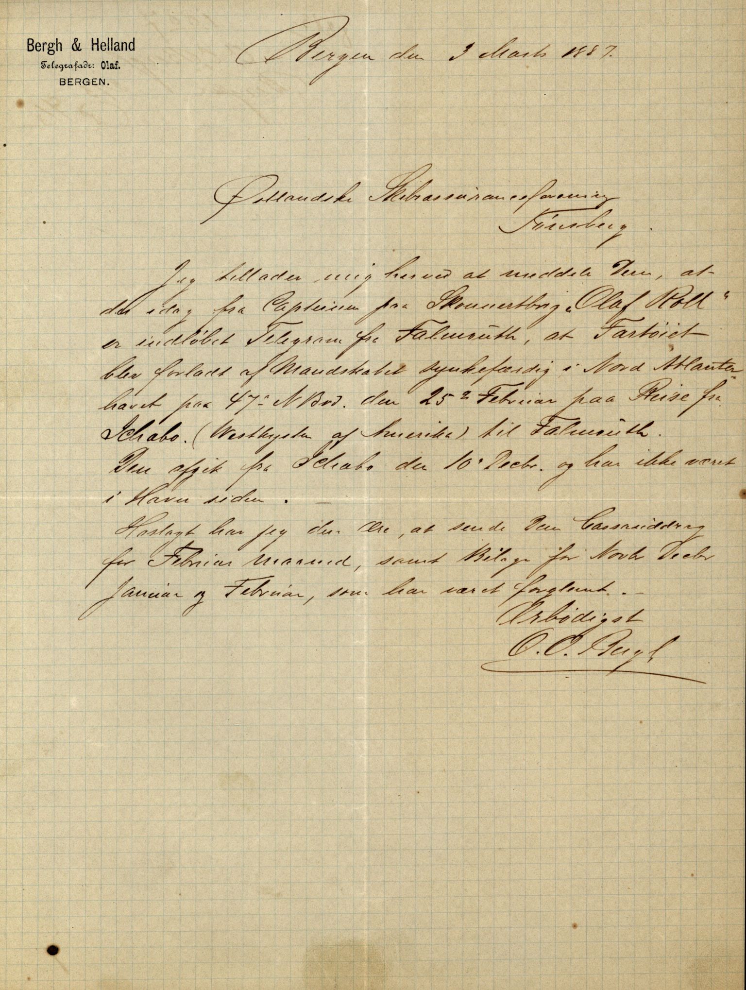 Pa 63 - Østlandske skibsassuranceforening, VEMU/A-1079/G/Ga/L0019/0005: Havaridokumenter / Fridleik, Nordstjernen, Ocean, Olaf Roll, Olaf Kyrre, 1886, p. 23