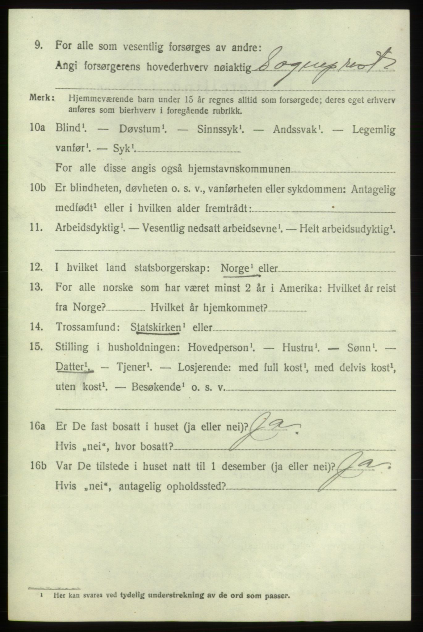 SAB, 1920 census for Tysnes, 1920, p. 7217