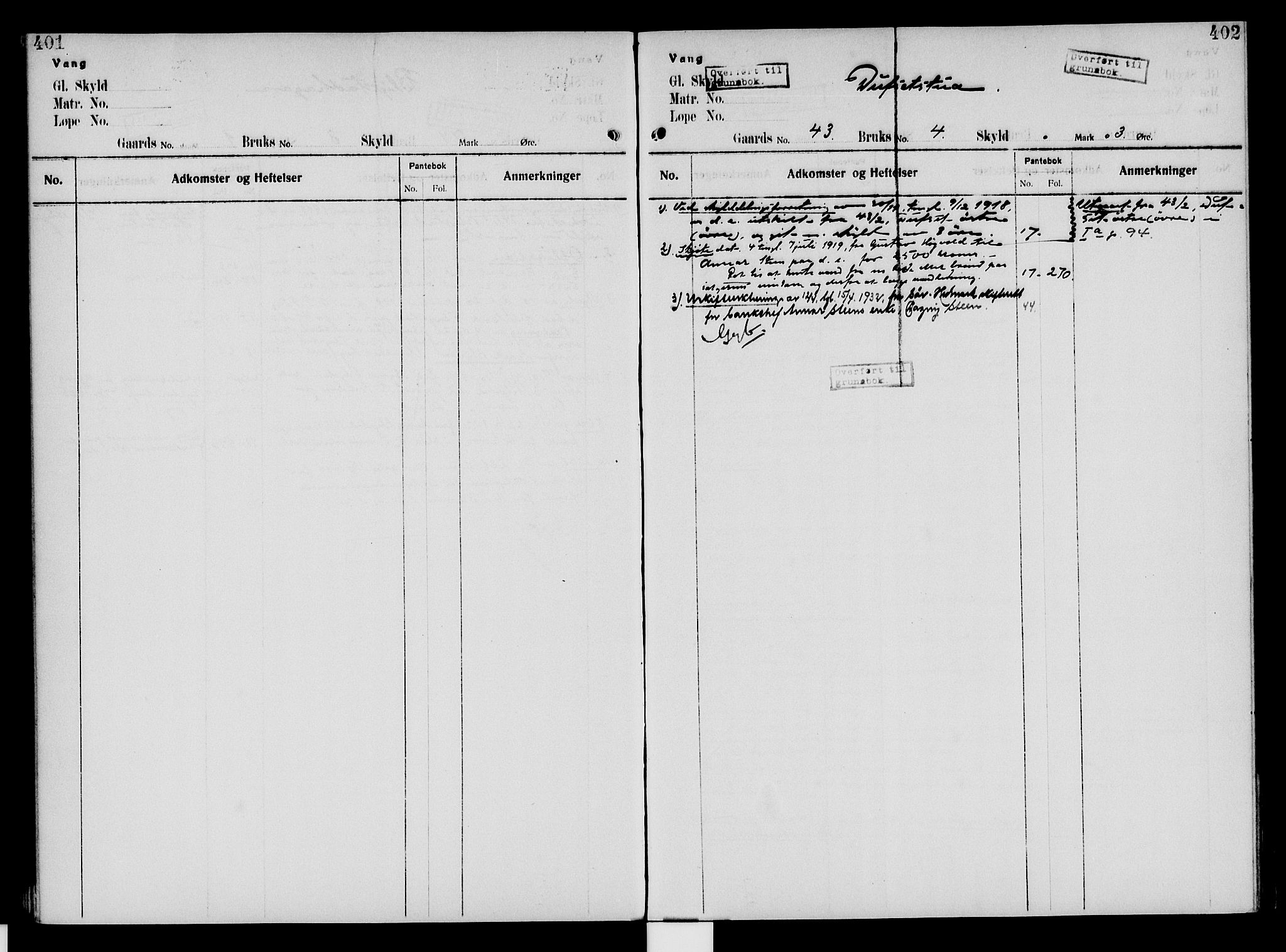 Nord-Hedmark sorenskriveri, SAH/TING-012/H/Ha/Had/Hade/L0005: Mortgage register no. 4.5, 1916-1940, p. 401-402