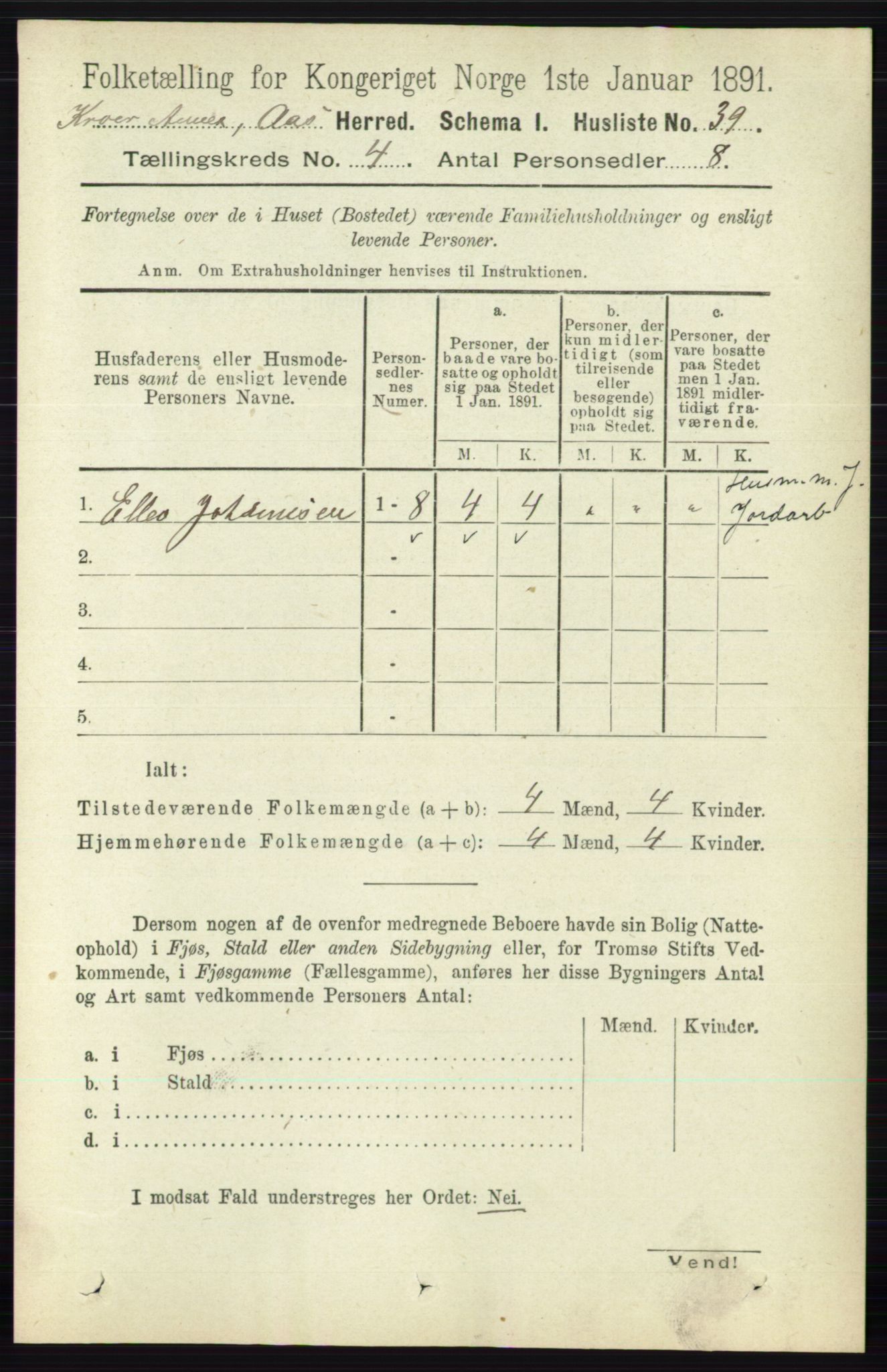 RA, 1891 census for 0214 Ås, 1891, p. 3021