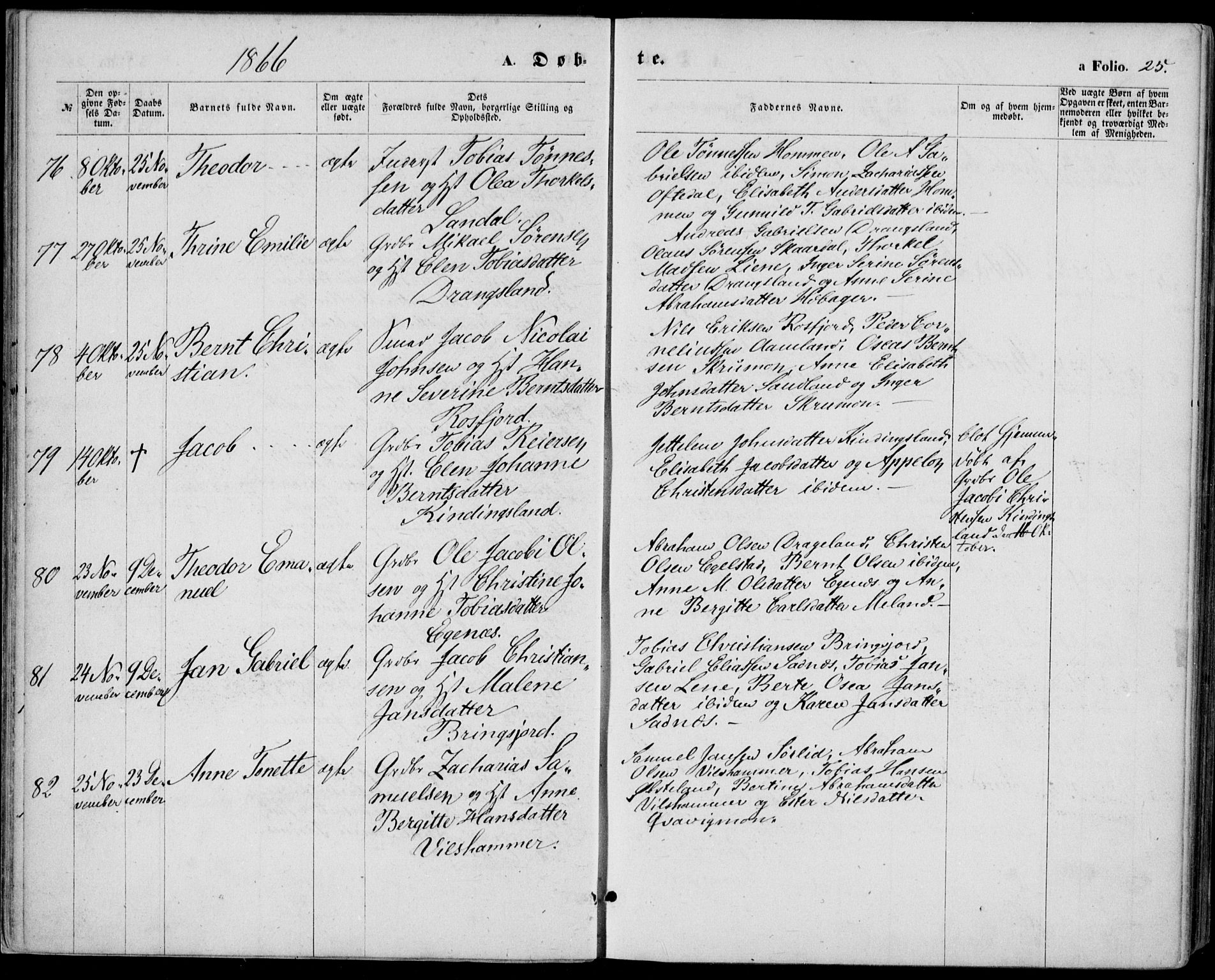 Lyngdal sokneprestkontor, SAK/1111-0029/F/Fa/Fac/L0010: Parish register (official) no. A 10, 1865-1878, p. 25