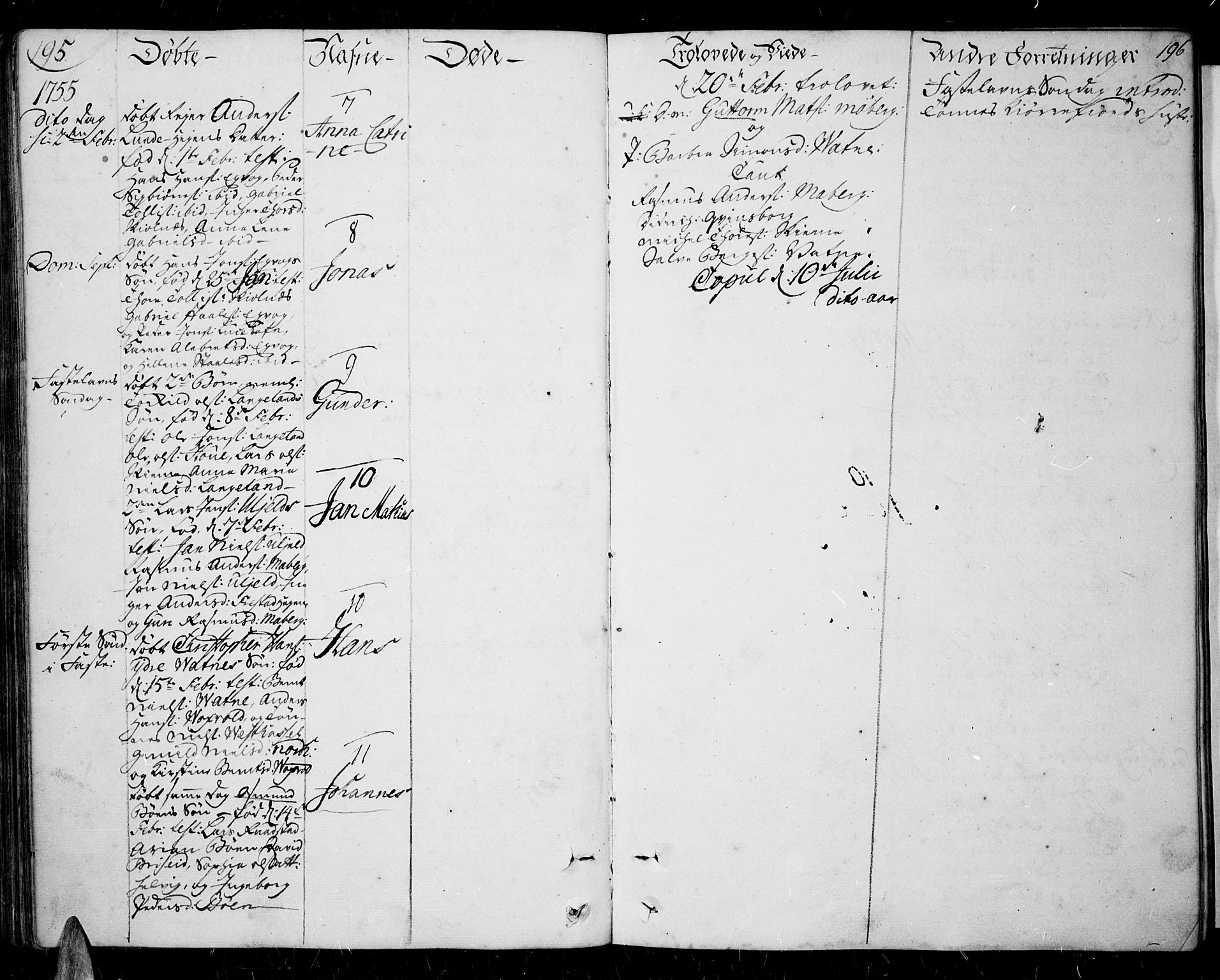 Lista sokneprestkontor, AV/SAK-1111-0027/F/Fa/L0003: Parish register (official) no. A 3 /1, 1743-1767, p. 195-196