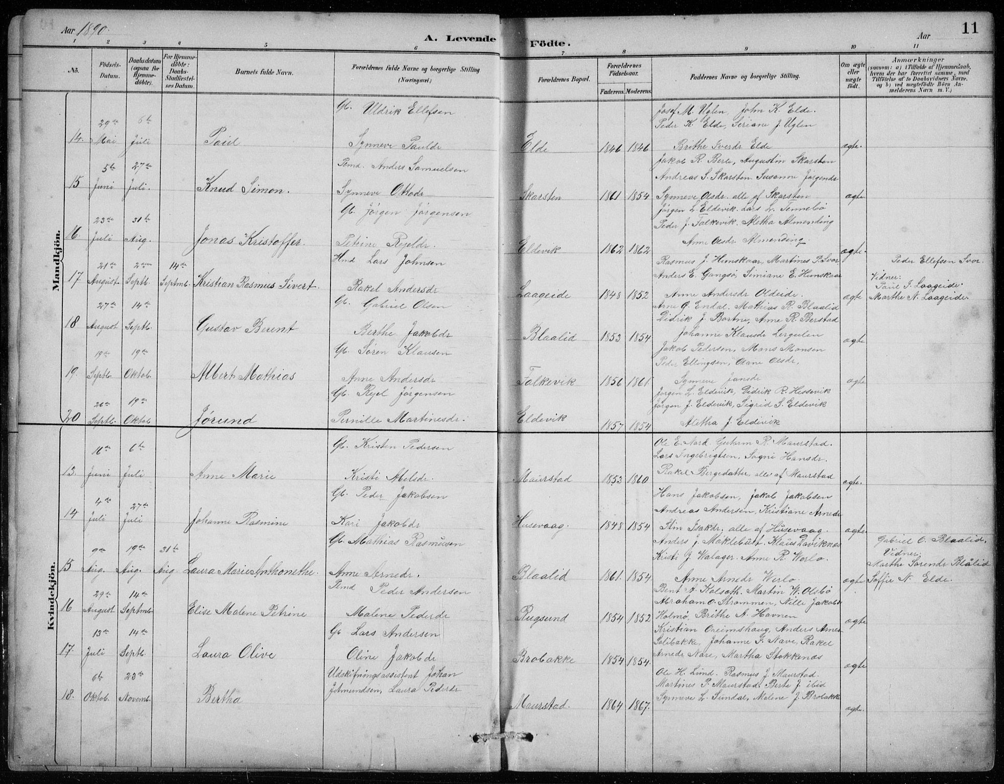 Davik sokneprestembete, AV/SAB-A-79701/H/Hab/Habc/L0002: Parish register (copy) no. C 2, 1889-1906, p. 11