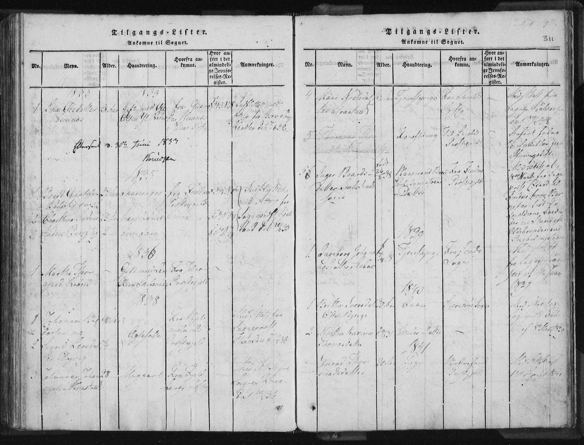 Vikedal sokneprestkontor, AV/SAST-A-101840/01/IV: Parish register (official) no. A 5, 1817-1850, p. 311