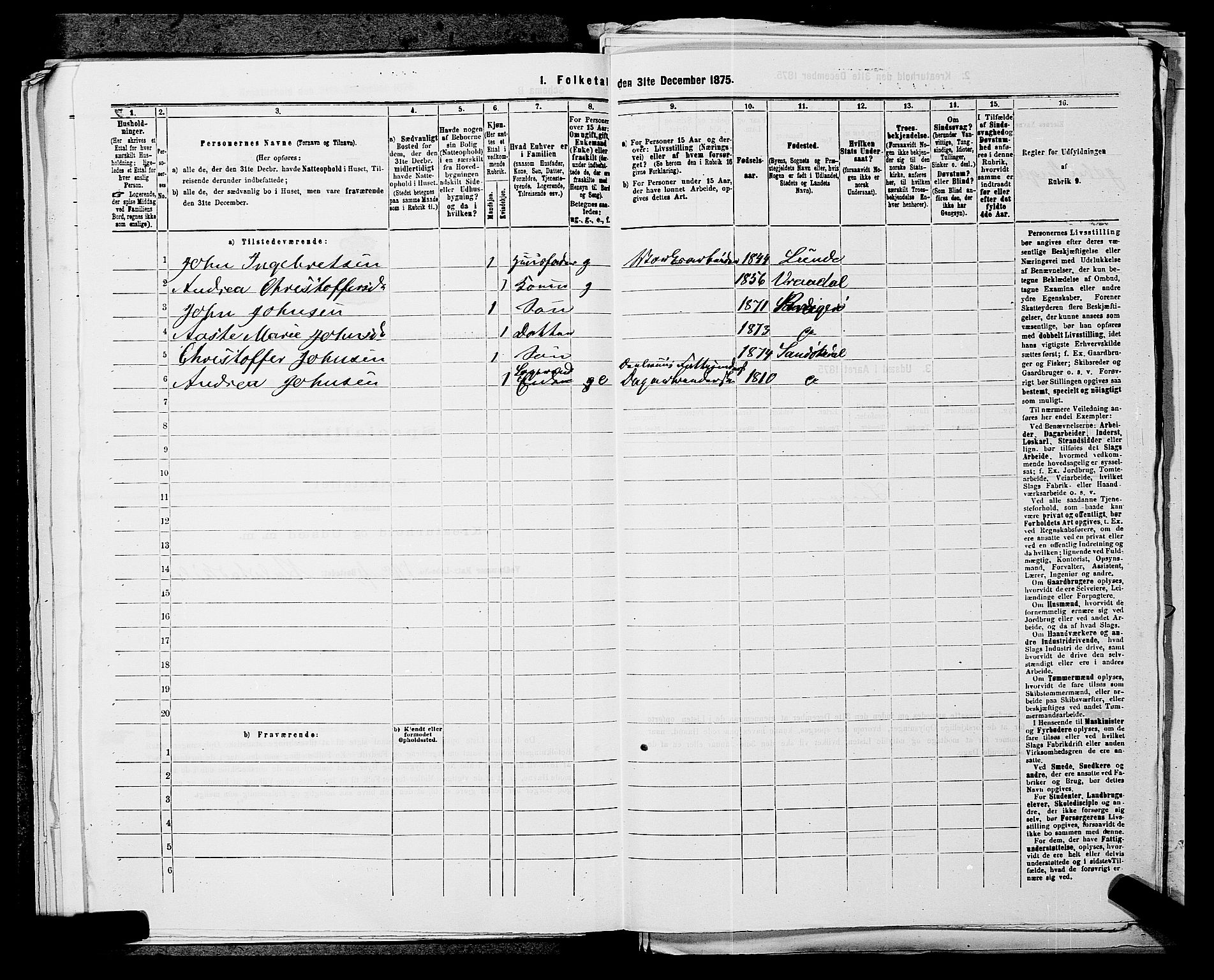 SAKO, 1875 census for 0816P Sannidal, 1875, p. 1409