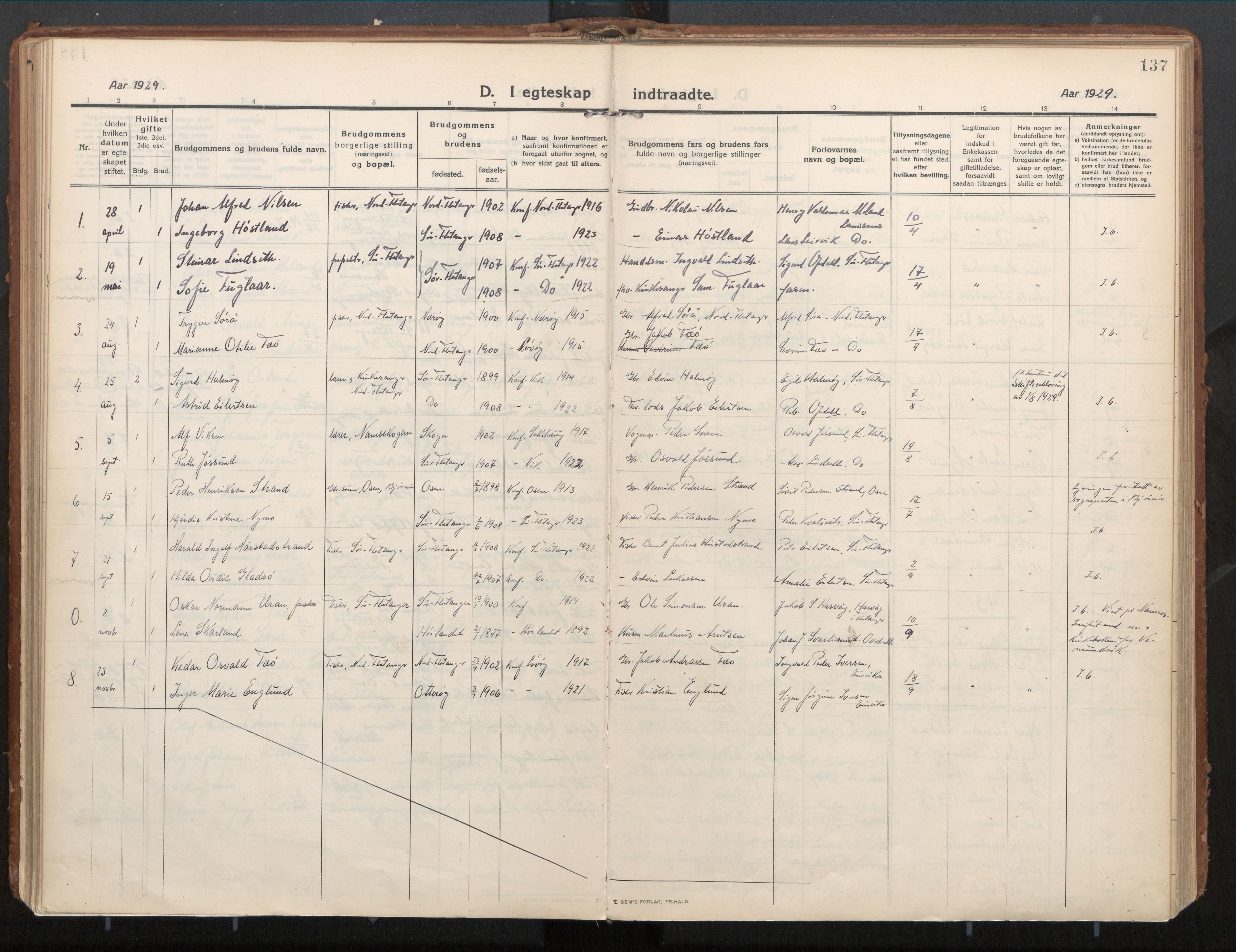 Ministerialprotokoller, klokkerbøker og fødselsregistre - Nord-Trøndelag, AV/SAT-A-1458/771/L0598: Parish register (official) no. 771A05, 1911-1937, p. 137