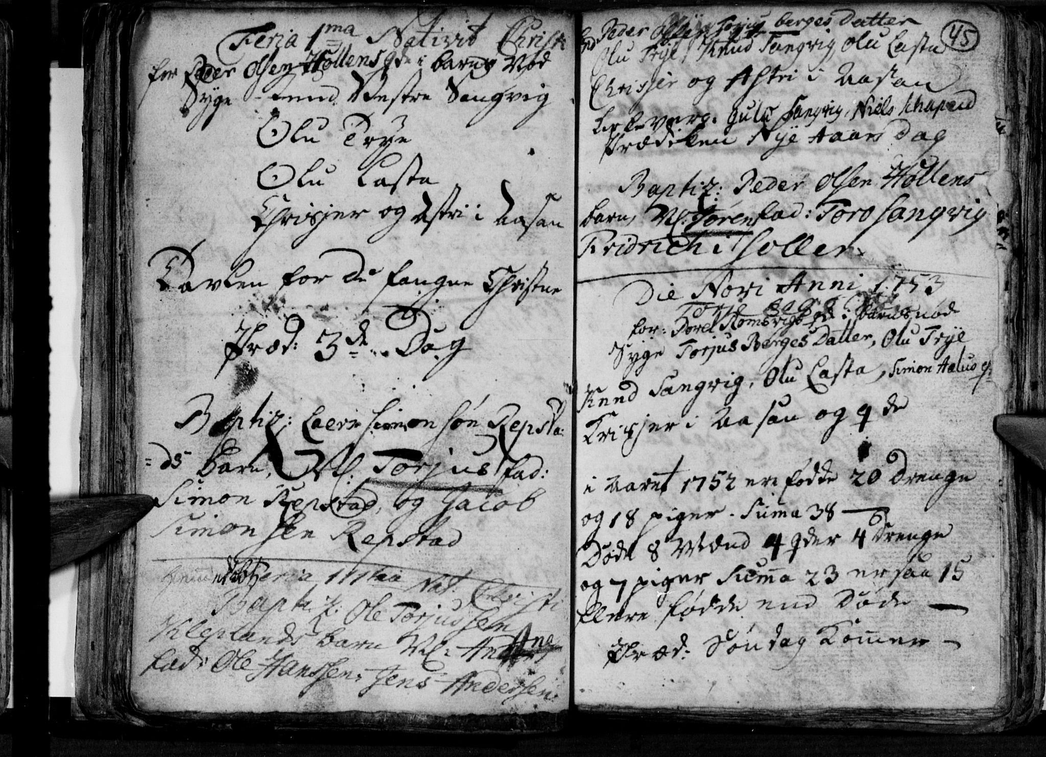 Søgne sokneprestkontor, SAK/1111-0037/F/Fa/Fab/L0003: Parish register (official) no. A 3, 1751-1759, p. 45