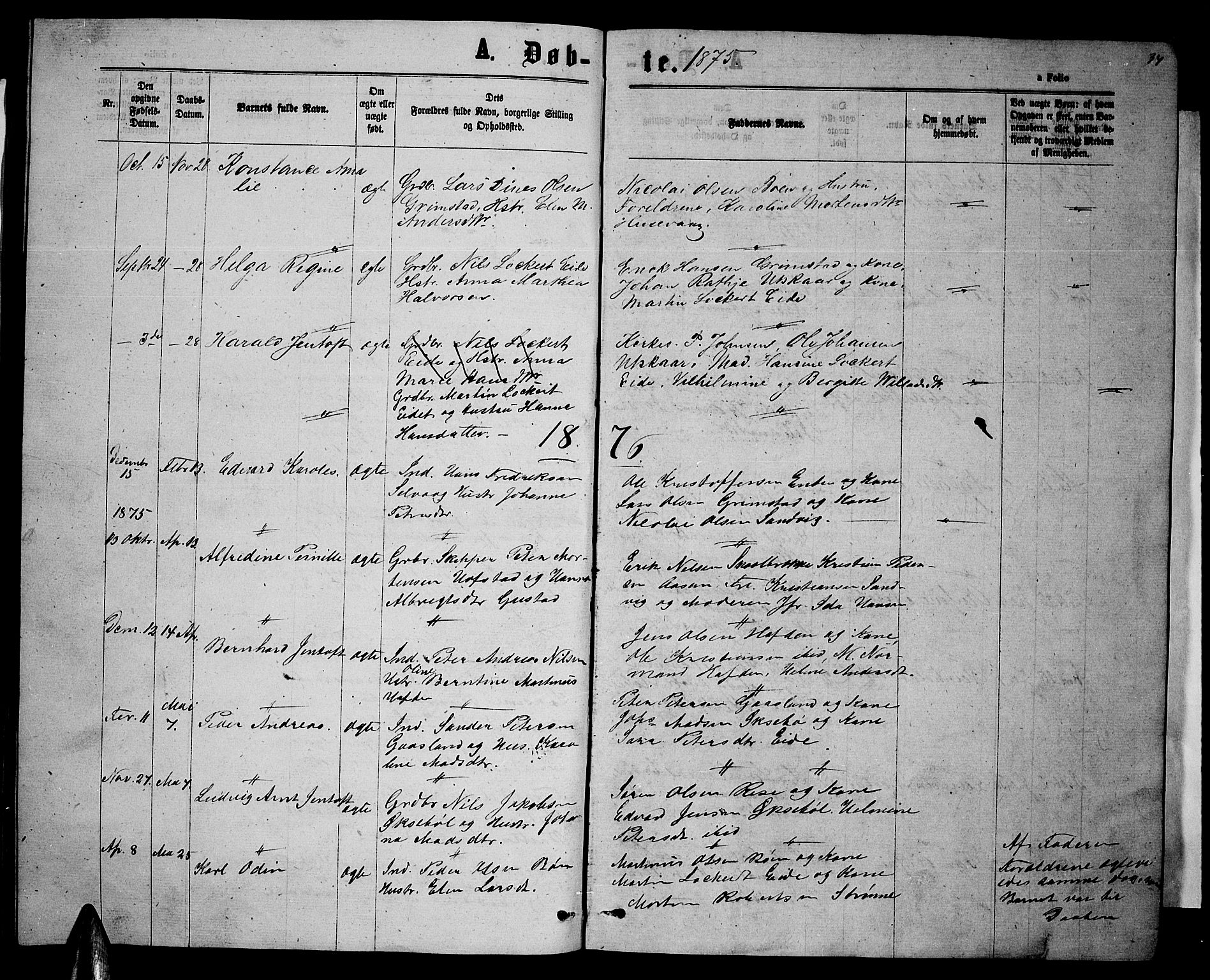 Ministerialprotokoller, klokkerbøker og fødselsregistre - Nordland, AV/SAT-A-1459/892/L1324: Parish register (copy) no. 892C01, 1865-1879, p. 34