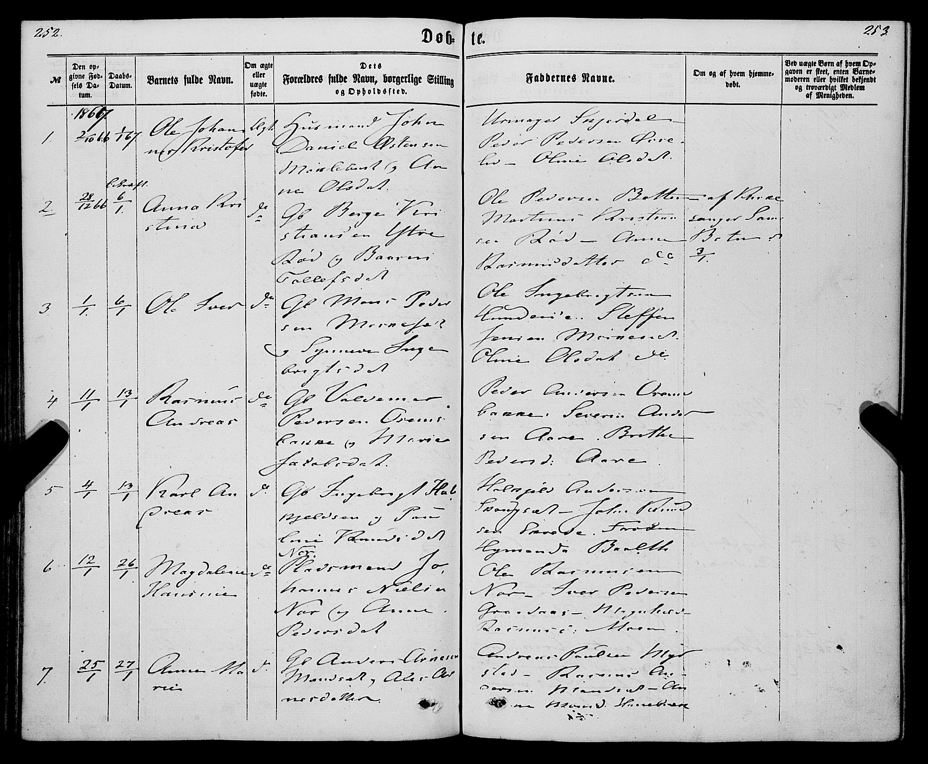 Eid sokneprestembete, SAB/A-82301/H/Haa/Haaa/L0009: Parish register (official) no. A 9, 1861-1868, p. 252-253