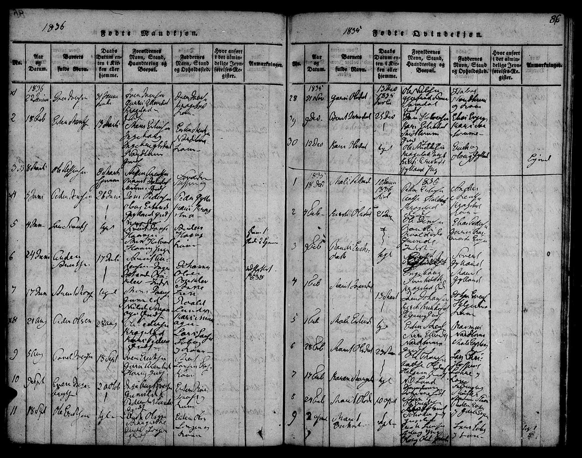Ministerialprotokoller, klokkerbøker og fødselsregistre - Sør-Trøndelag, SAT/A-1456/692/L1102: Parish register (official) no. 692A02, 1816-1842, p. 86
