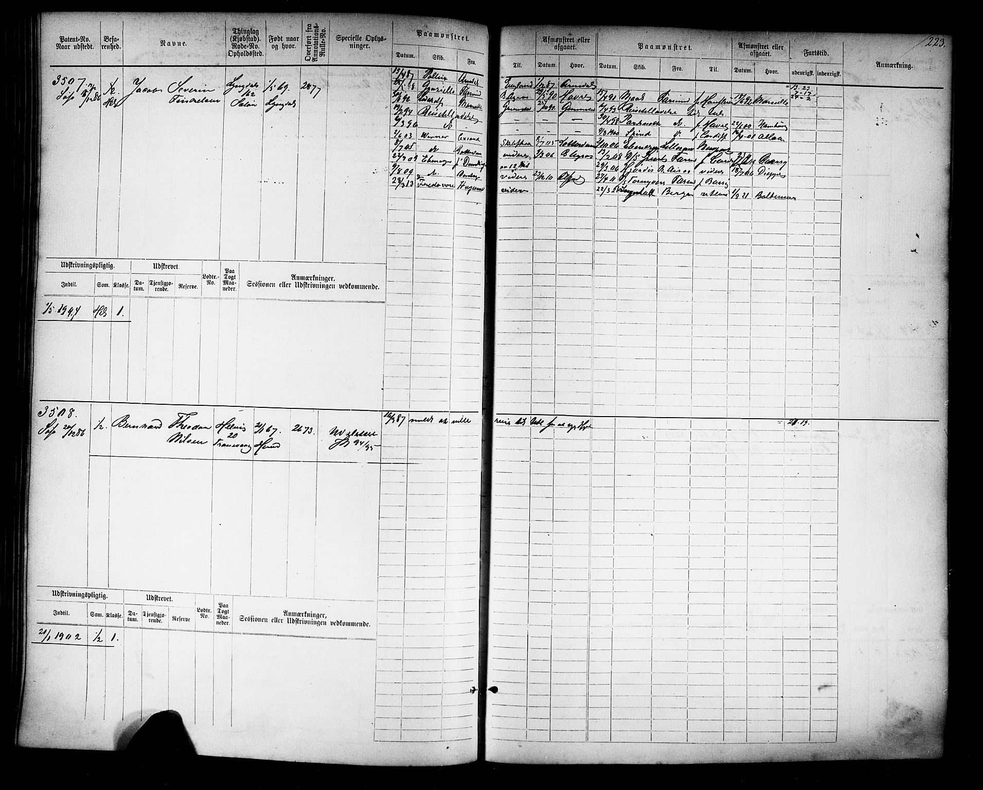 Farsund mønstringskrets, AV/SAK-2031-0017/F/Fb/L0019: Hovedrulle nr 3067-3832, Z-11, 1882-1922, p. 227