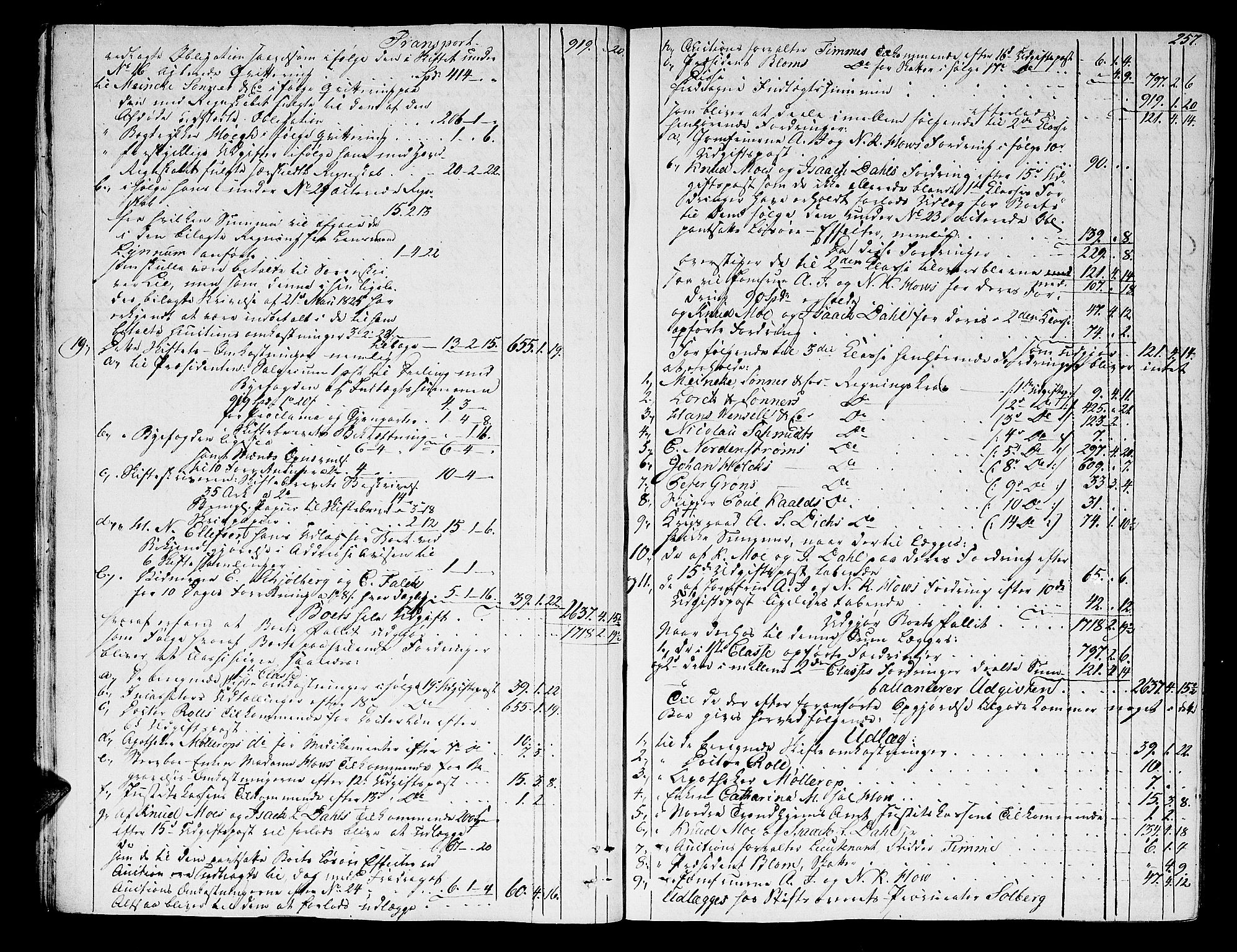 Trondheim byfogd, AV/SAT-A-0003/1/3/3A/L0027: Skifteprotokoll - gml.nr.22. (m/ register) U, 1825-1829, p. 256b-257a