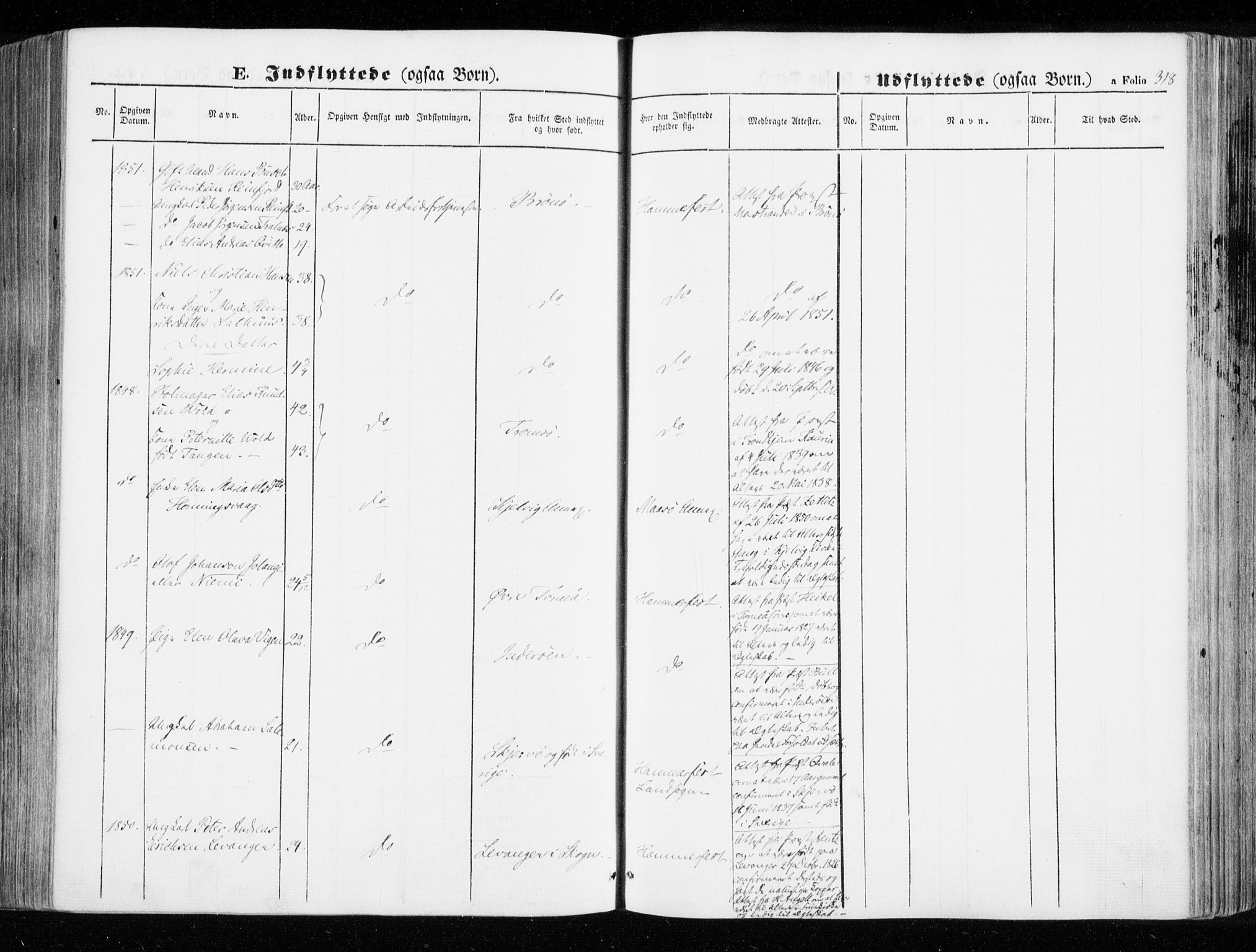 Hammerfest sokneprestkontor, SATØ/S-1347/H/Ha/L0004.kirke: Parish register (official) no. 4, 1843-1856, p. 318