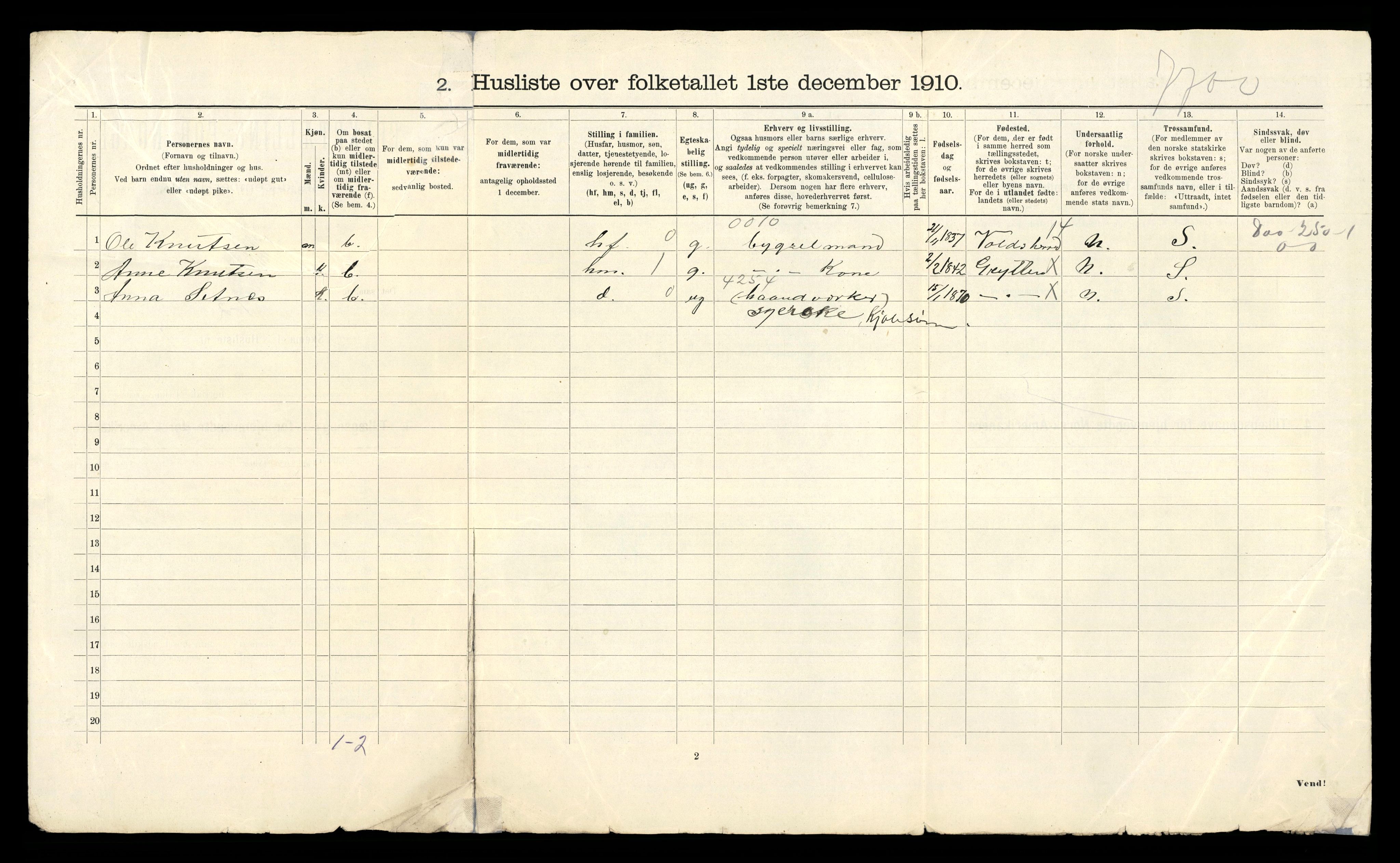 RA, 1910 census for Grytten, 1910, p. 33