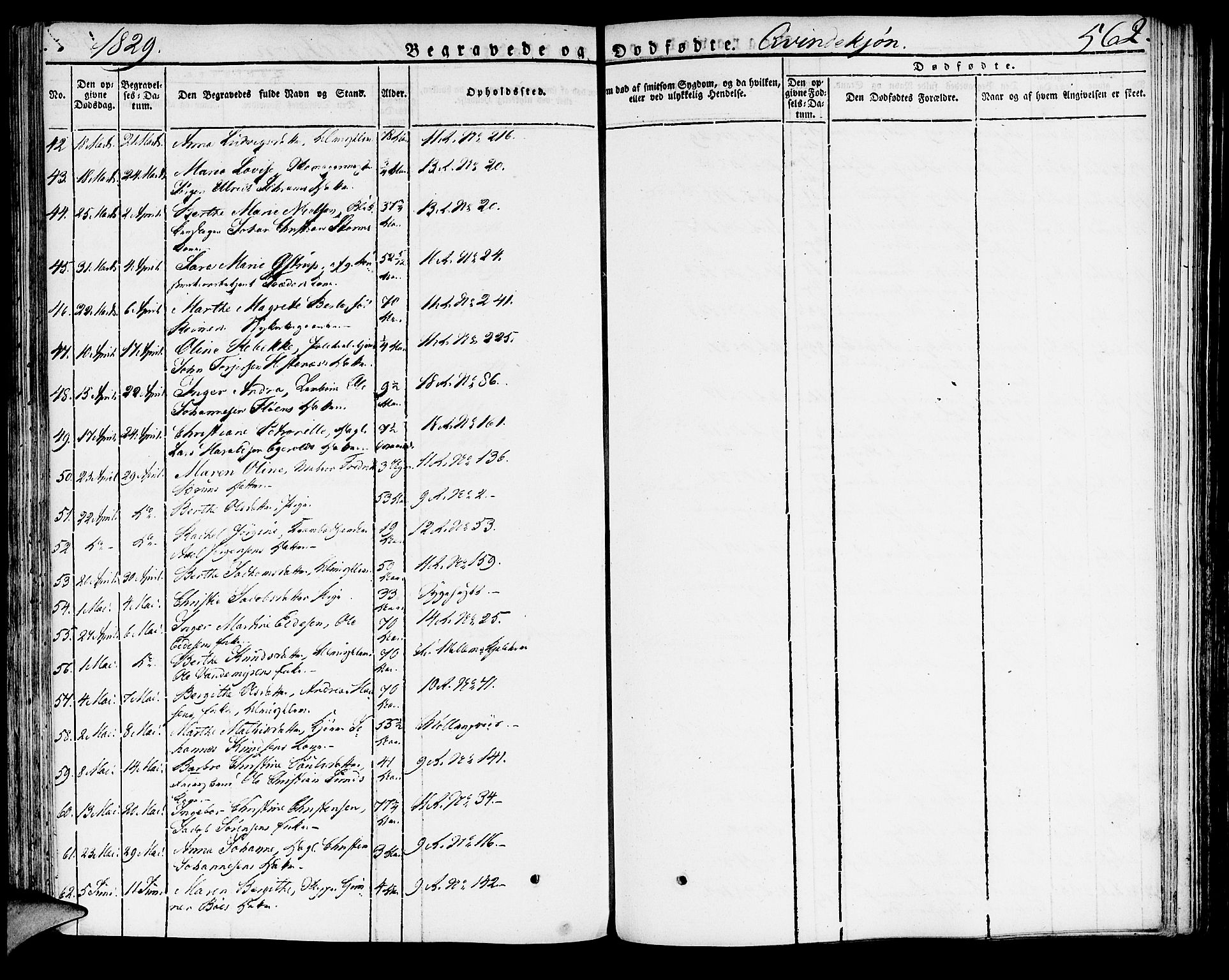 Domkirken sokneprestembete, SAB/A-74801/H/Haa/L0012: Parish register (official) no. A 12, 1821-1840, p. 562
