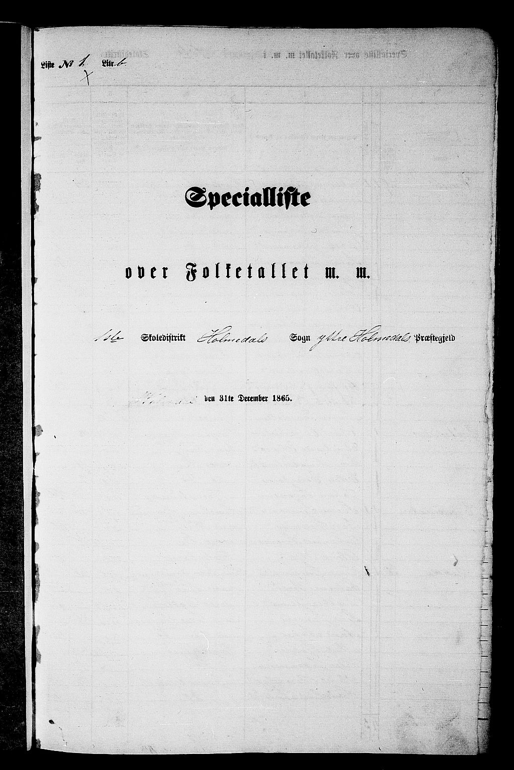 RA, 1865 census for Ytre Holmedal, 1865, p. 24