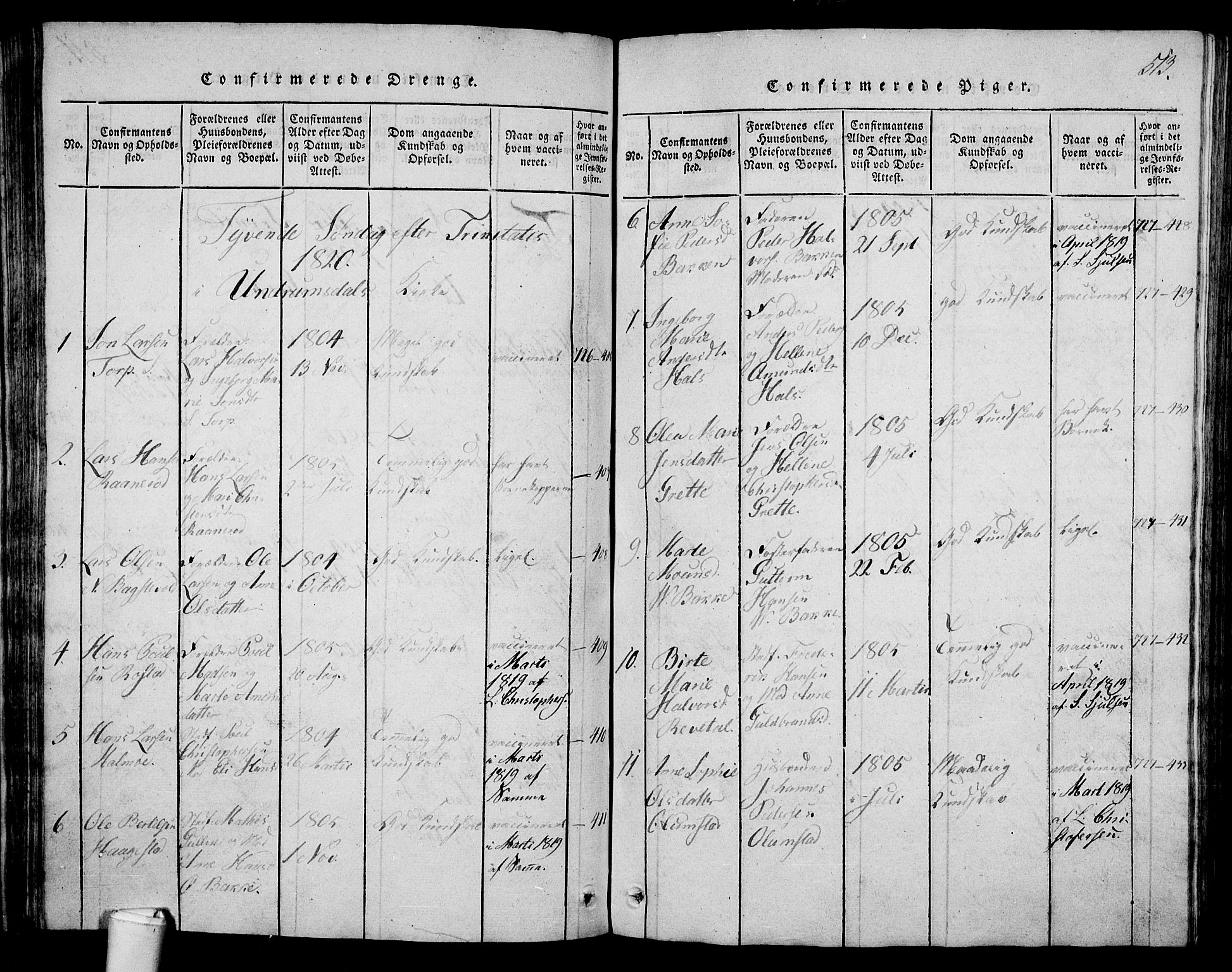 Våle kirkebøker, AV/SAKO-A-334/G/Ga/L0001: Parish register (copy) no. I 1, 1814-1824, p. 512-513