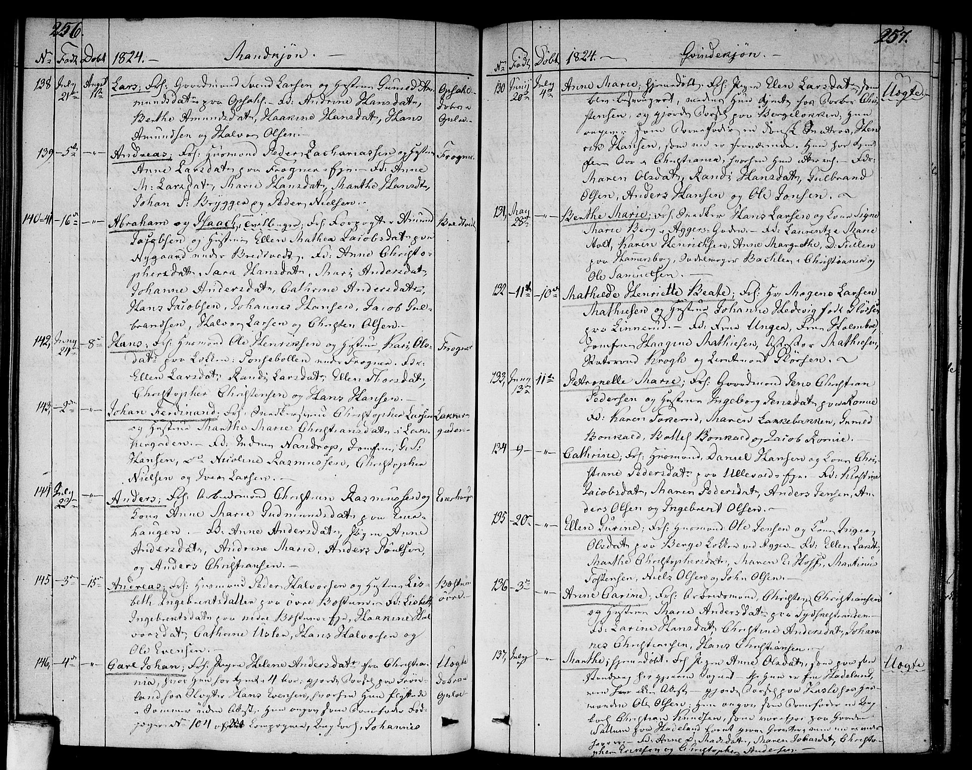 Aker prestekontor kirkebøker, SAO/A-10861/F/L0012: Parish register (official) no. 12, 1819-1828, p. 256-257