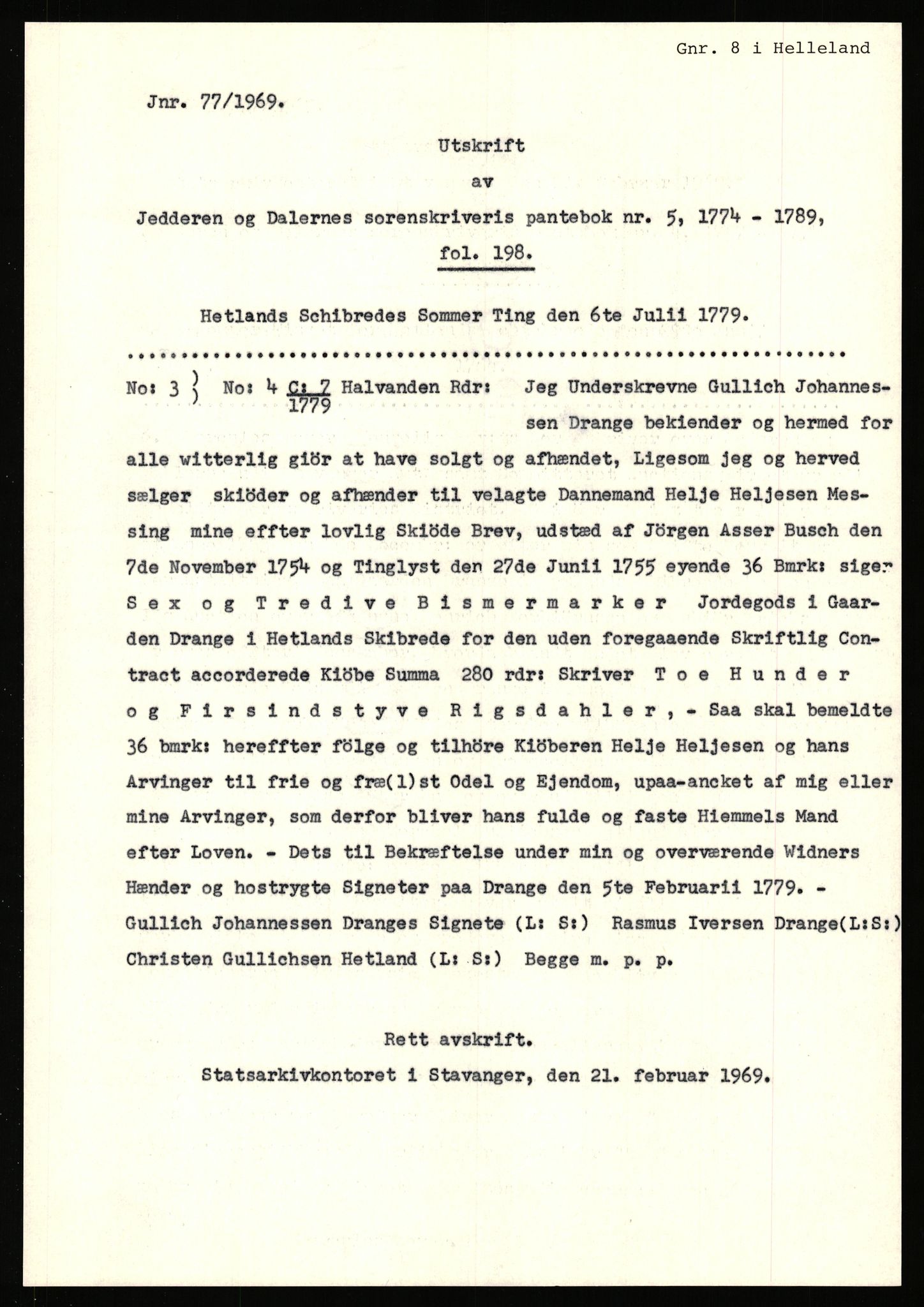 Statsarkivet i Stavanger, SAST/A-101971/03/Y/Yj/L0014: Avskrifter sortert etter gårdsnanv: Dalve - Dyrland, 1750-1930, p. 295