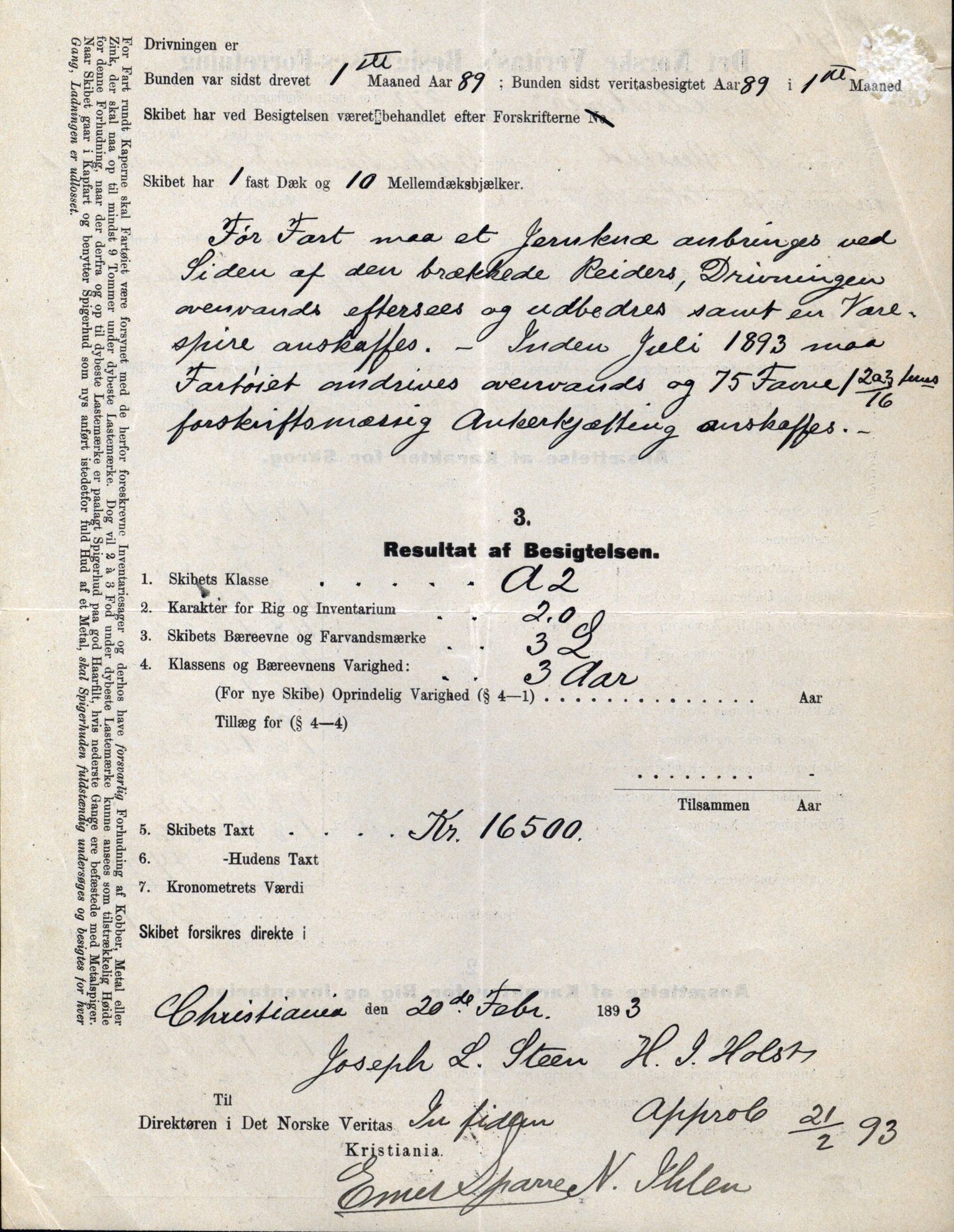 Pa 63 - Østlandske skibsassuranceforening, VEMU/A-1079/G/Ga/L0030/0001: Havaridokumenter / Leif, Korsvei, Margret, Mangerton, Mathilde, Island, Andover, 1893, p. 222